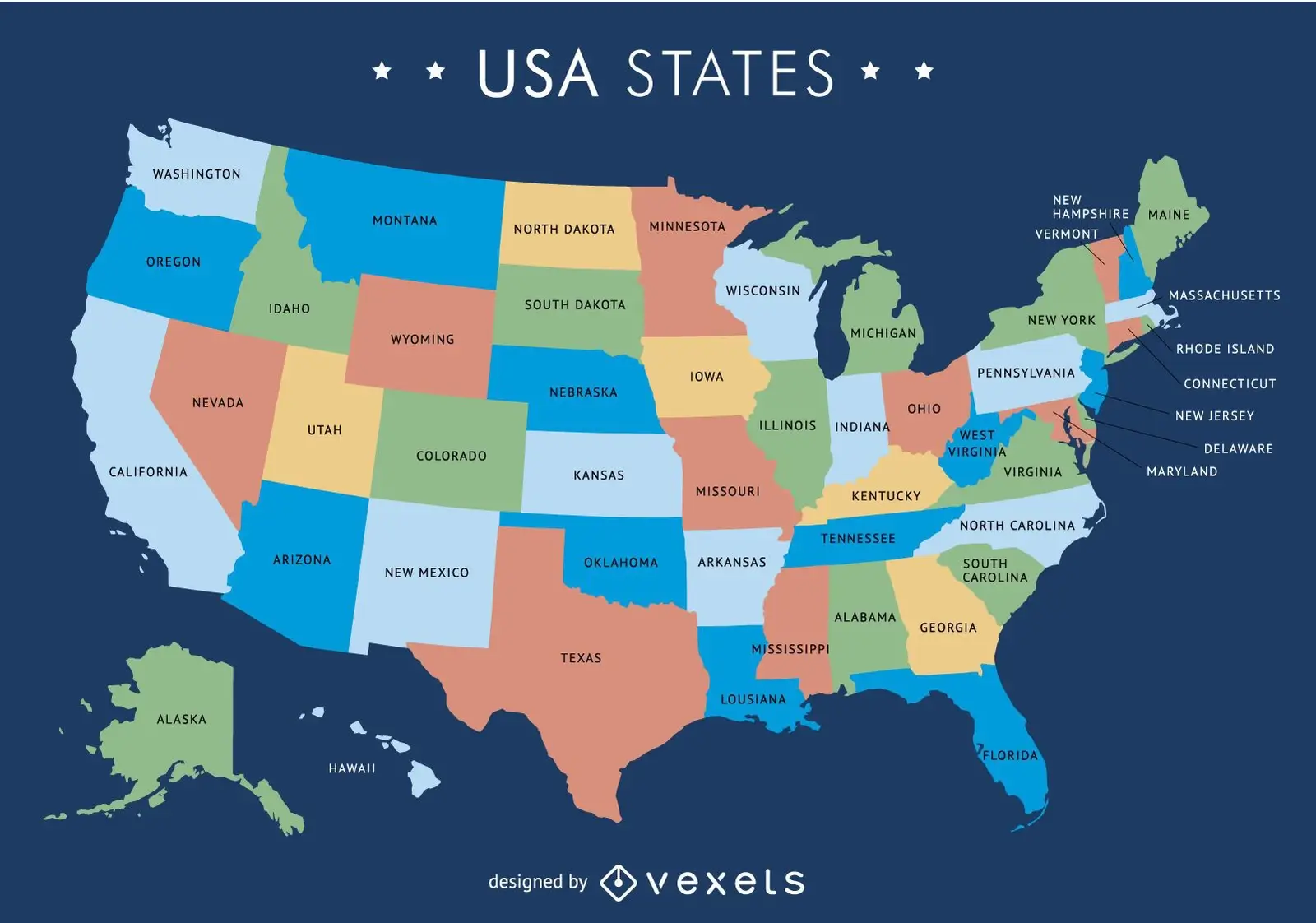 USA blank map by states