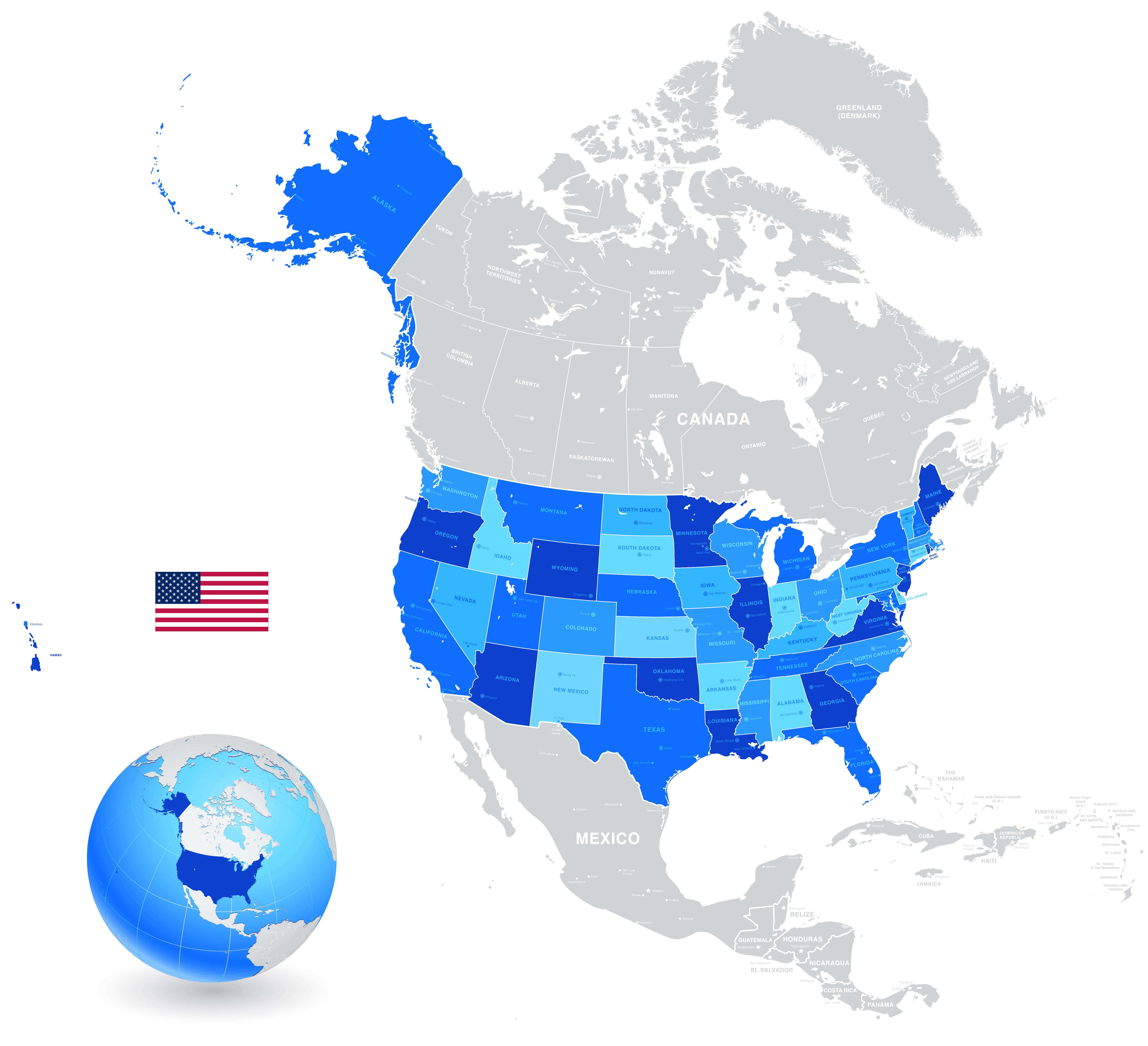 The US and World map