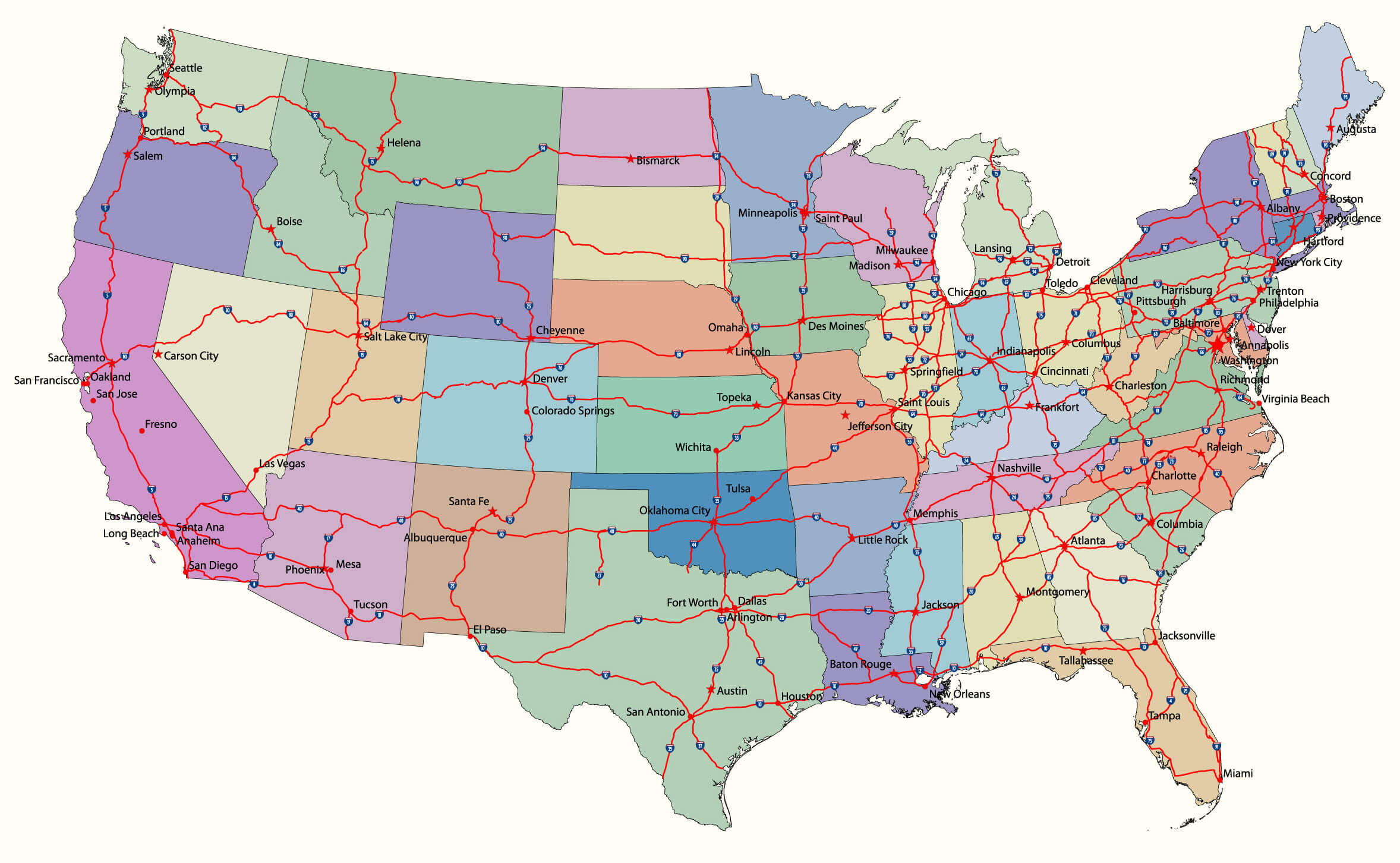 US colorful map with states