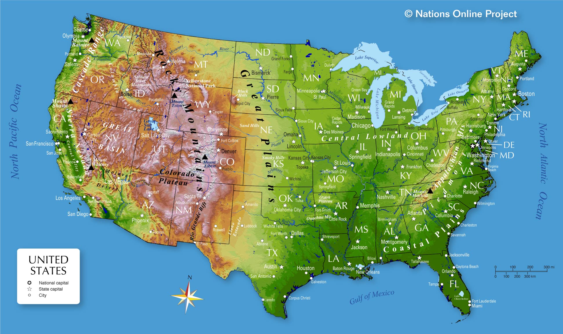 USA topo map
