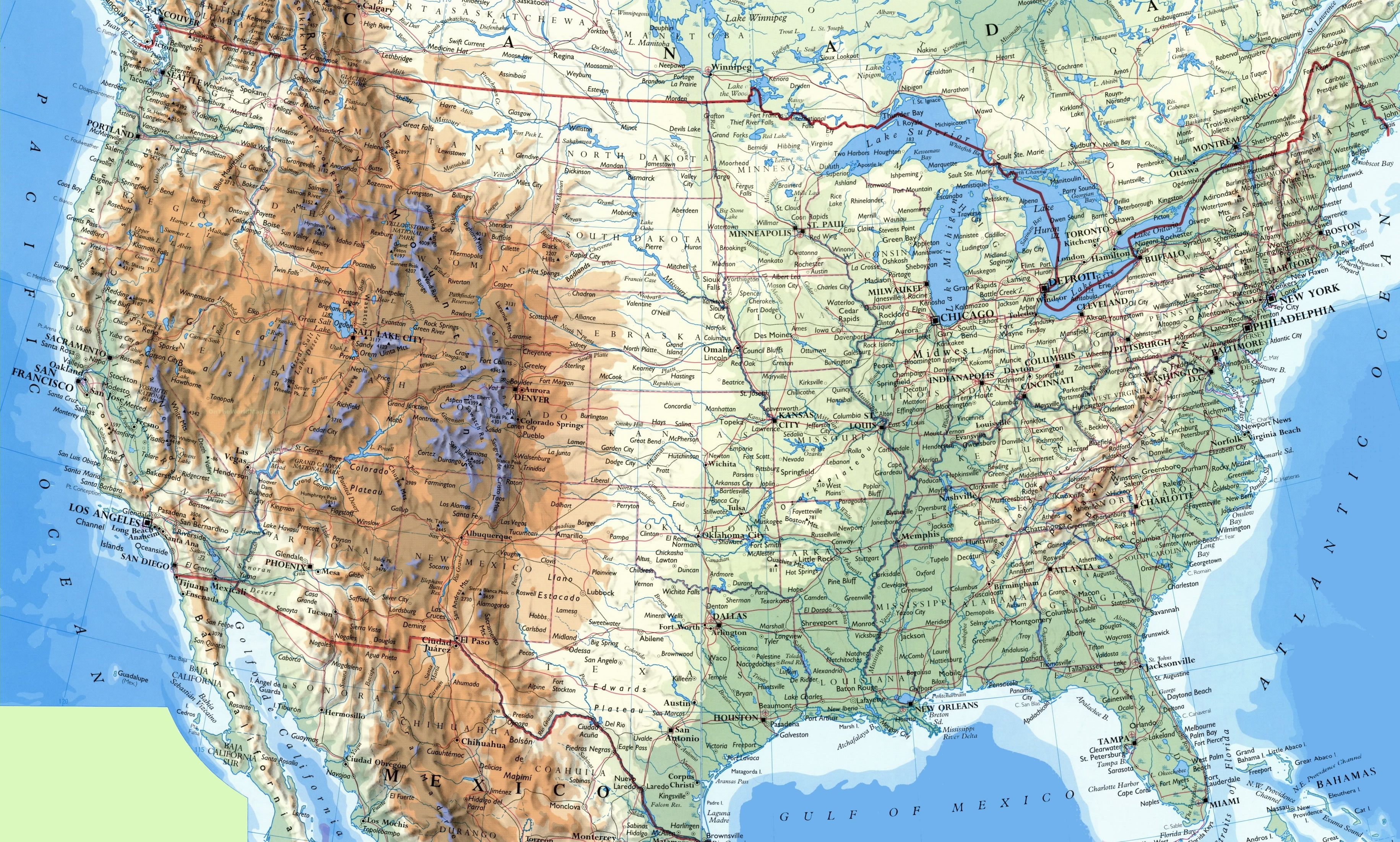 Large detailed map of the US