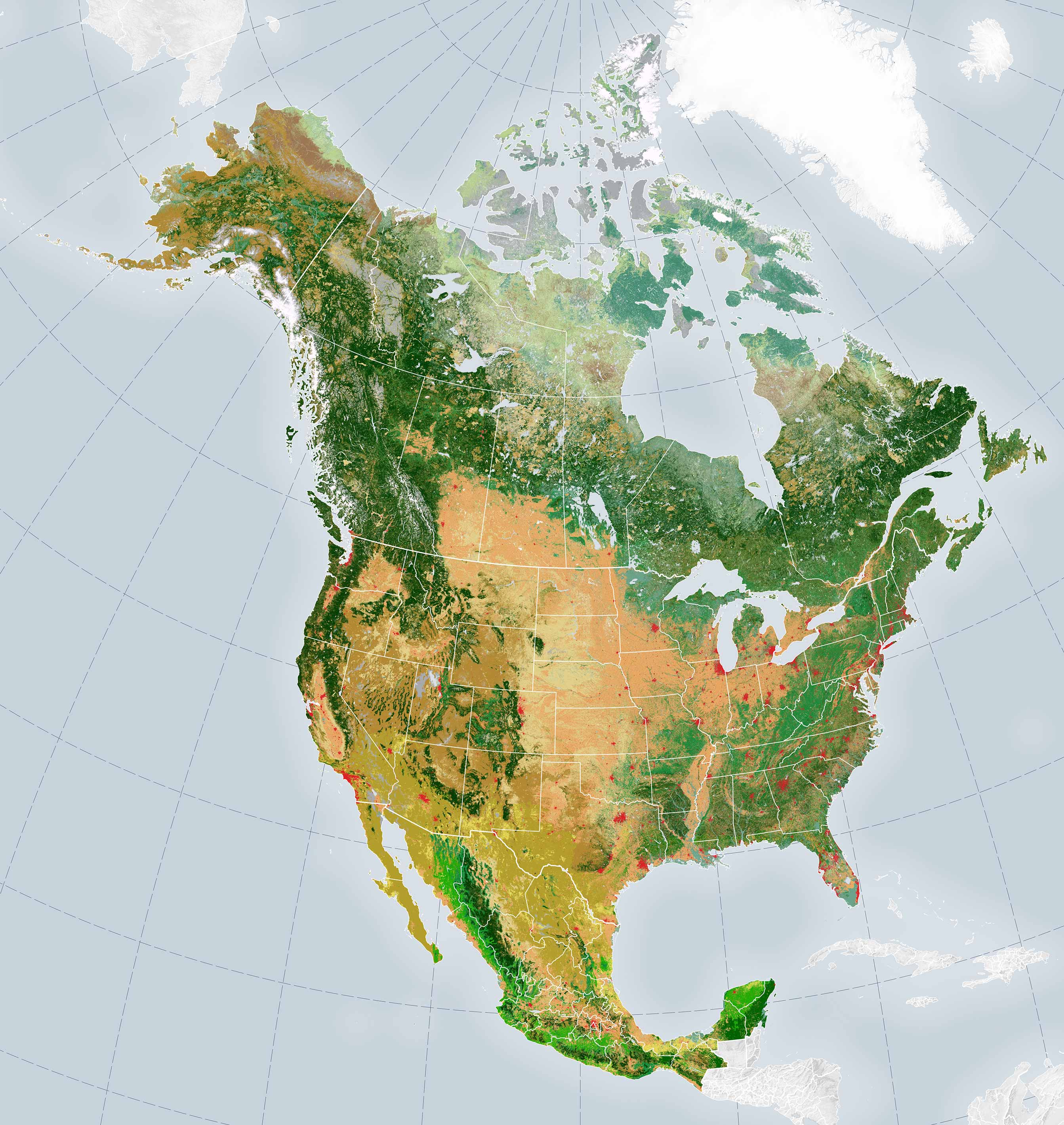 North America and US geological map