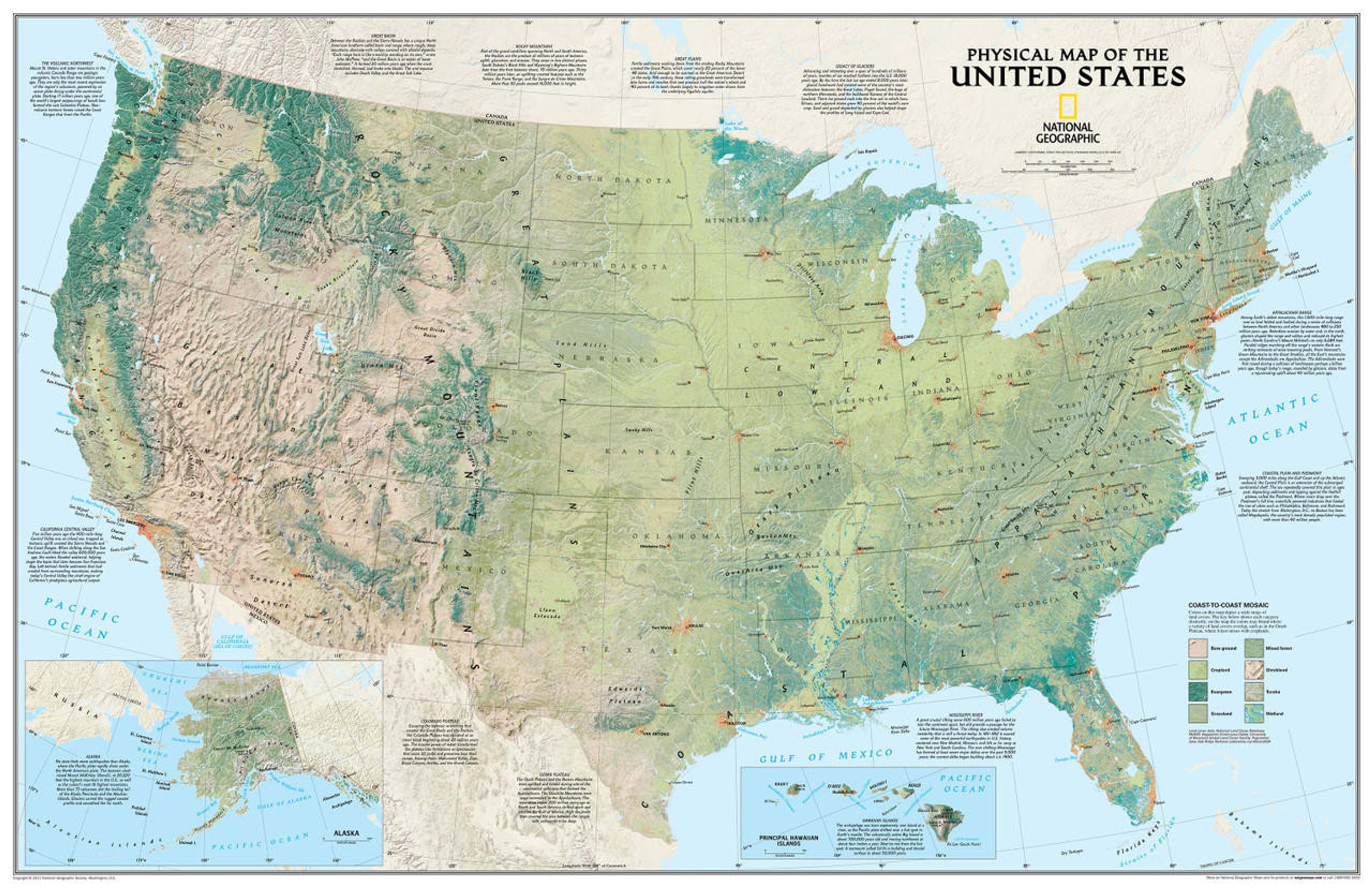 US physical feature map