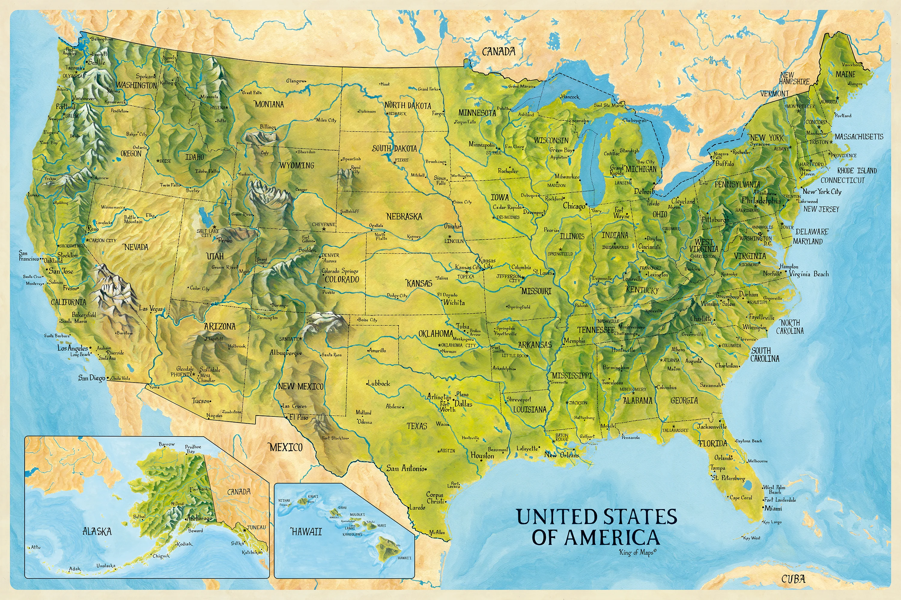 USA physical map
