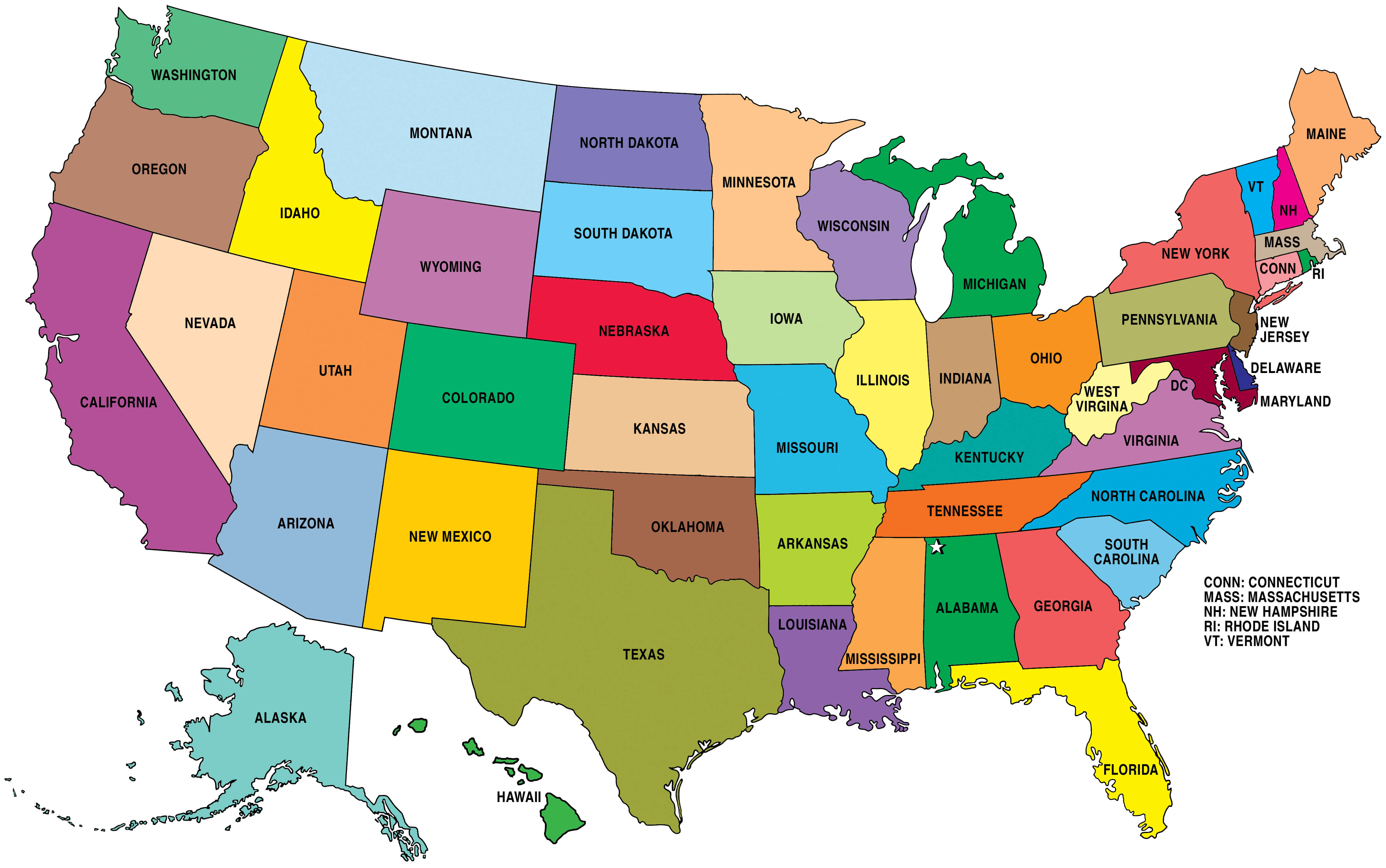 political map of the US