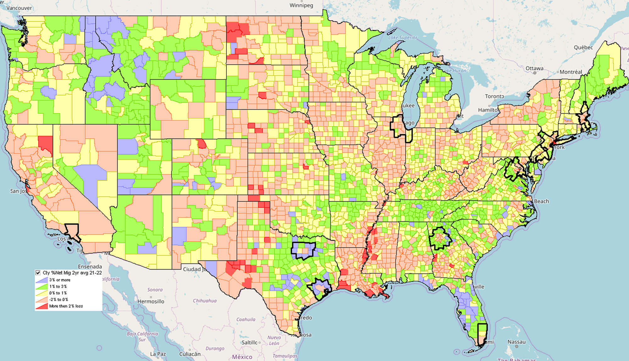 California and the US population density map