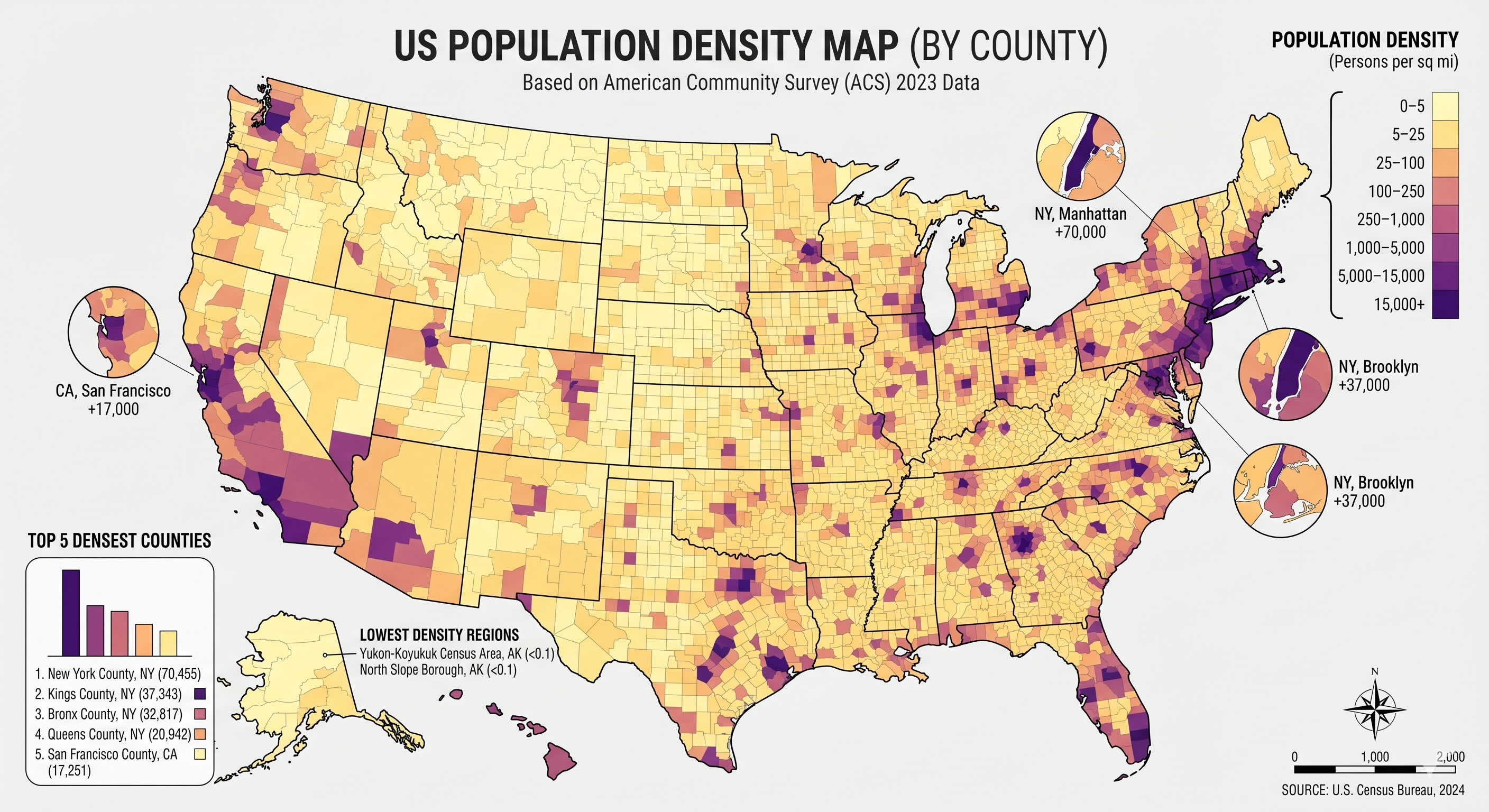 US population density infographic