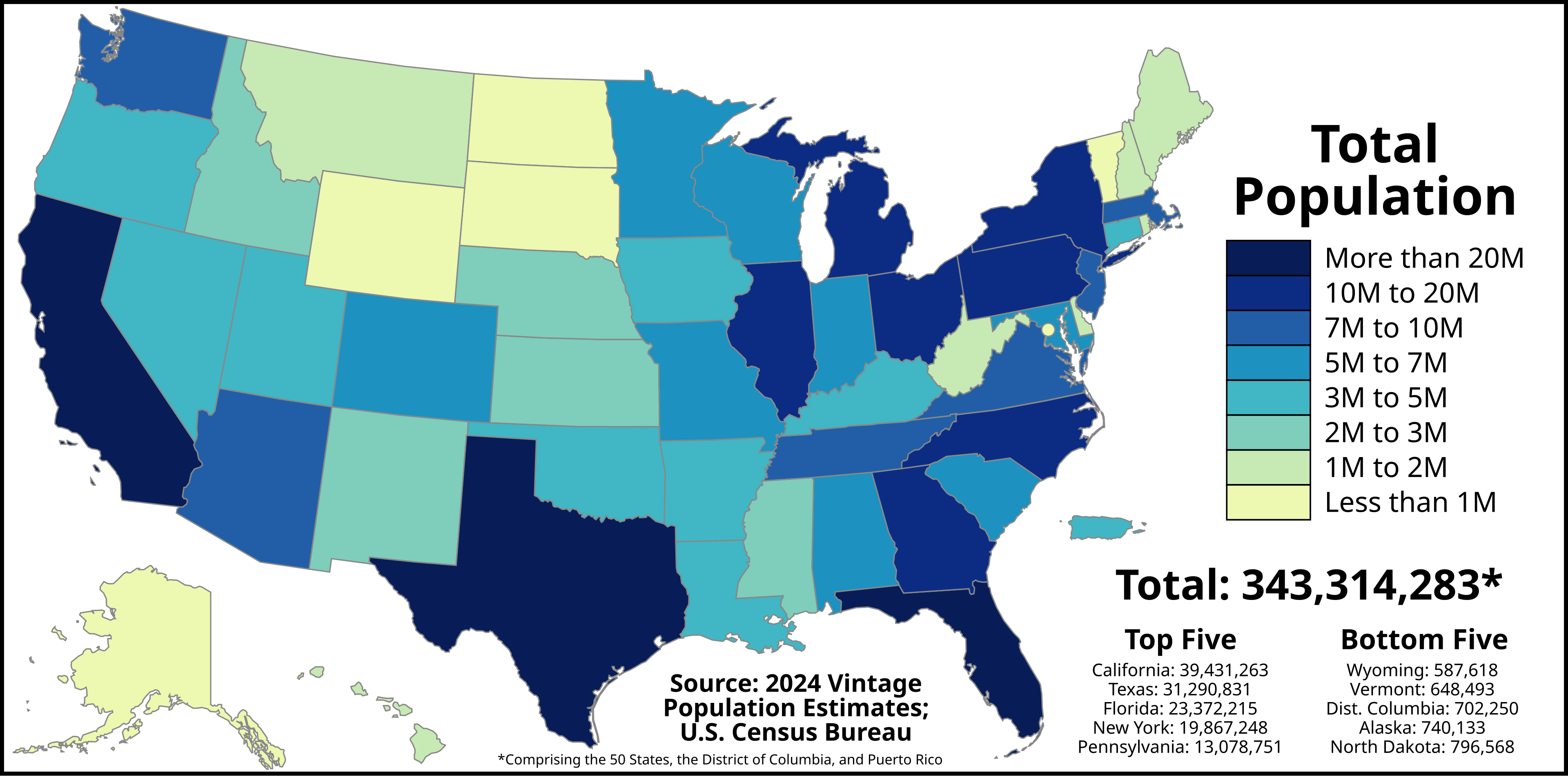 US state population map 2024
