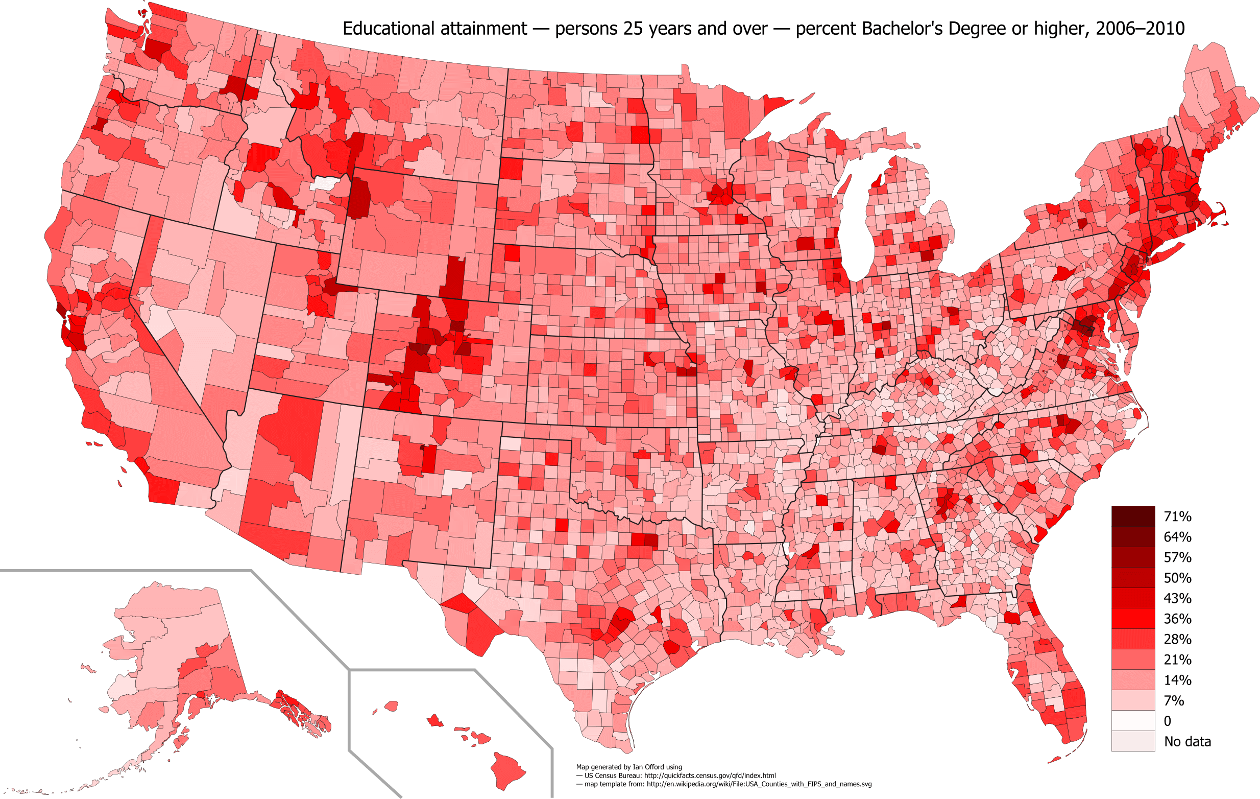 United States population density change map between 2006 and 2010