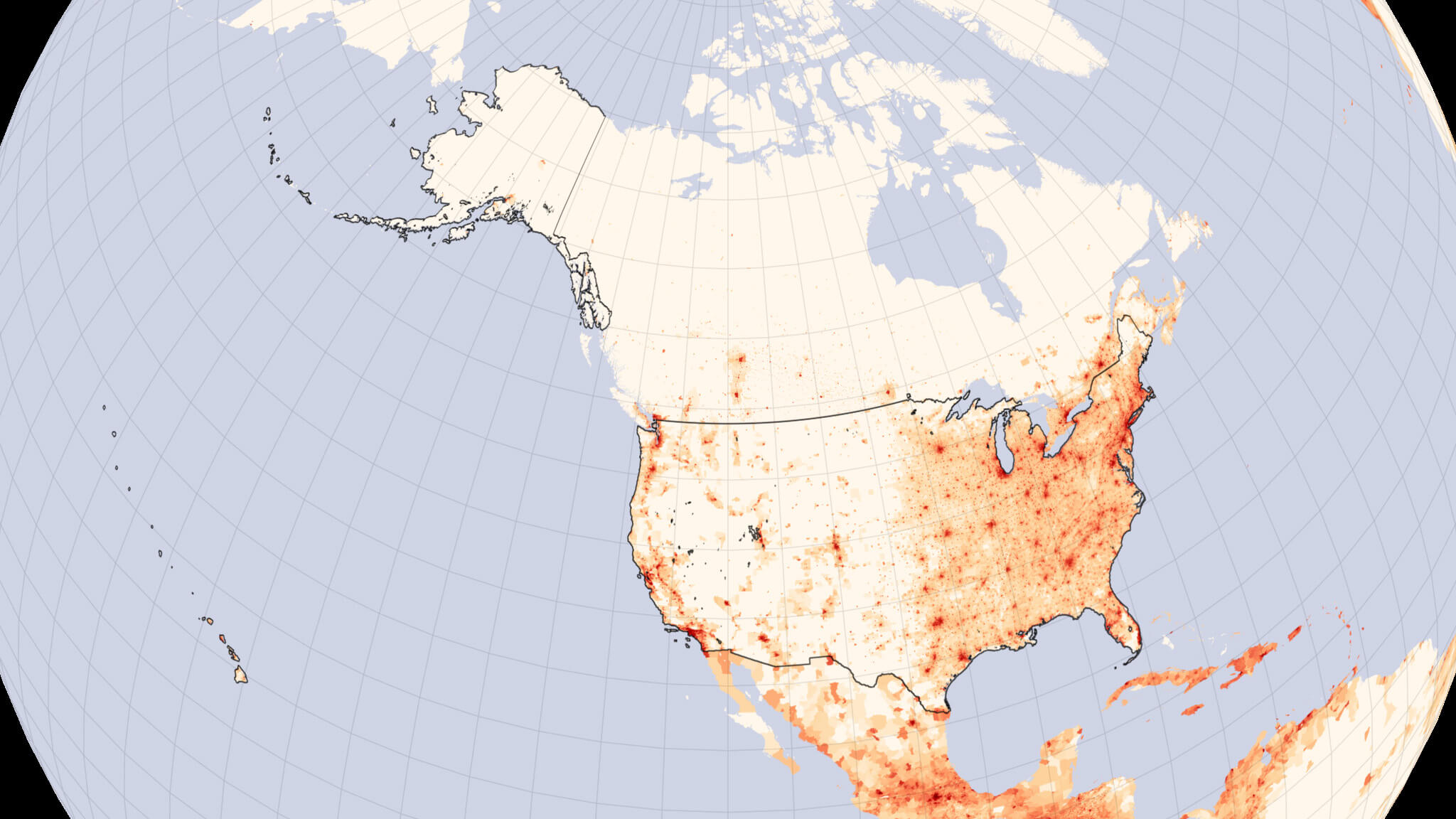 United States population density map in 2005