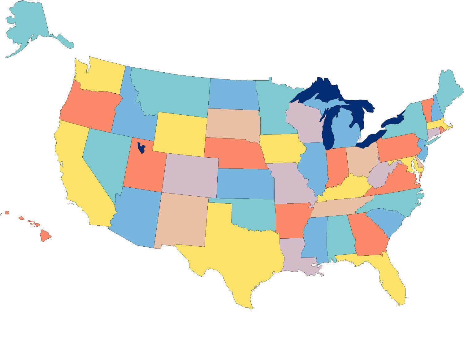 US blank map by states