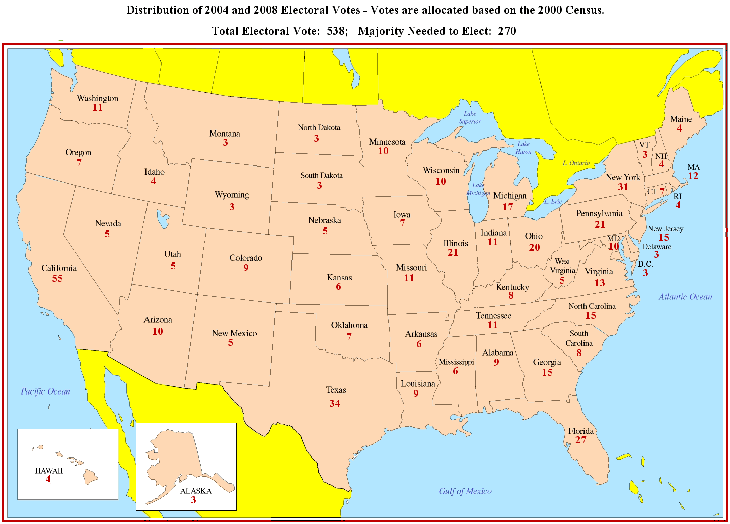 US electoral votes by states