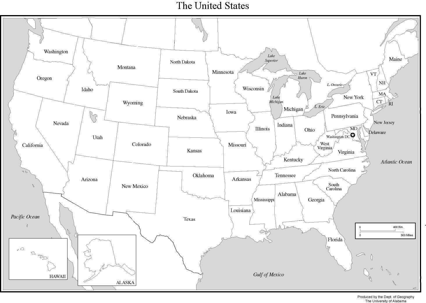 US states ouline map
