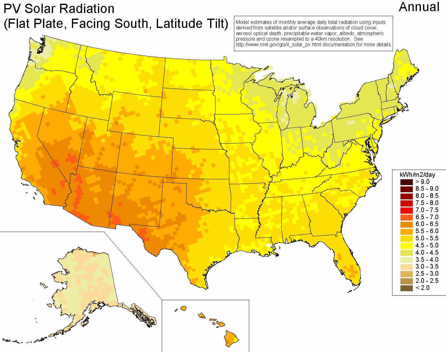 US states solar map