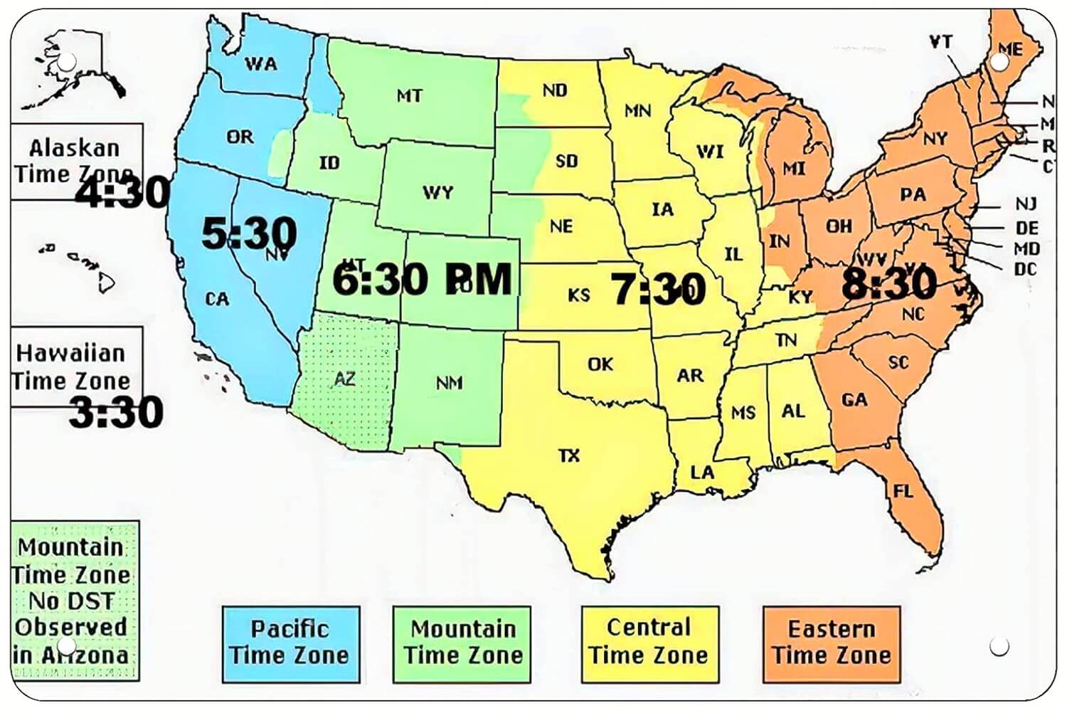 US states time zone map