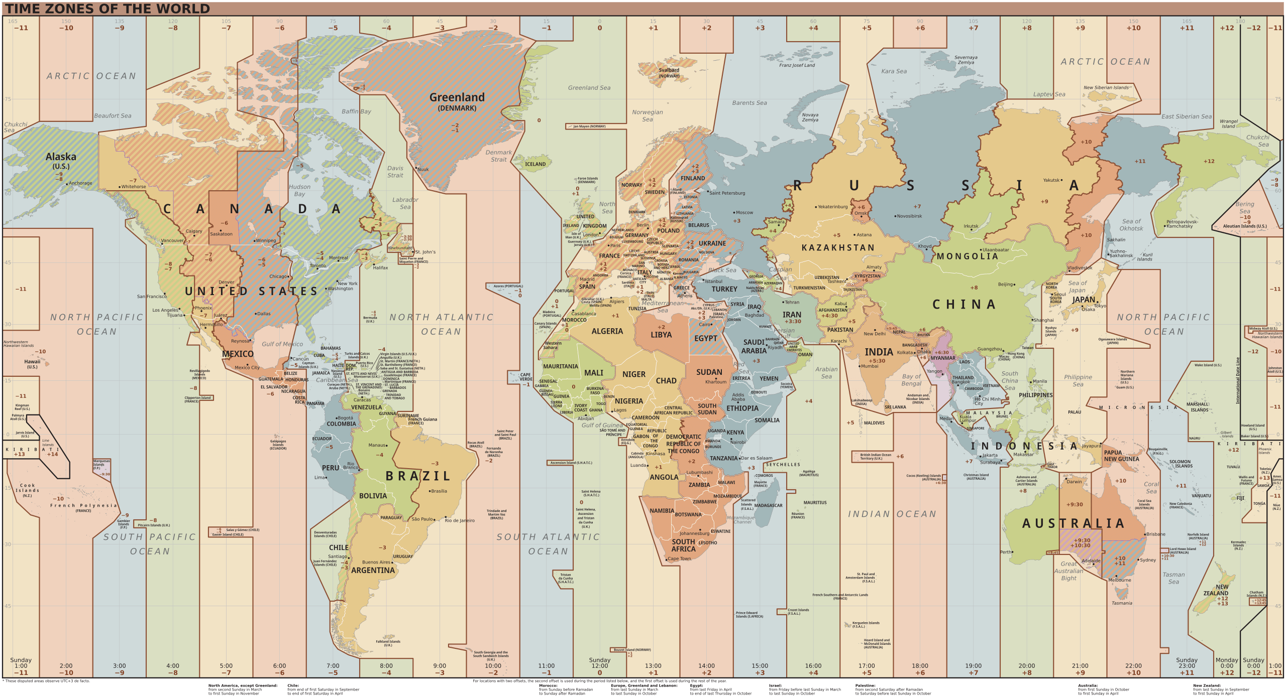 World time zones and US