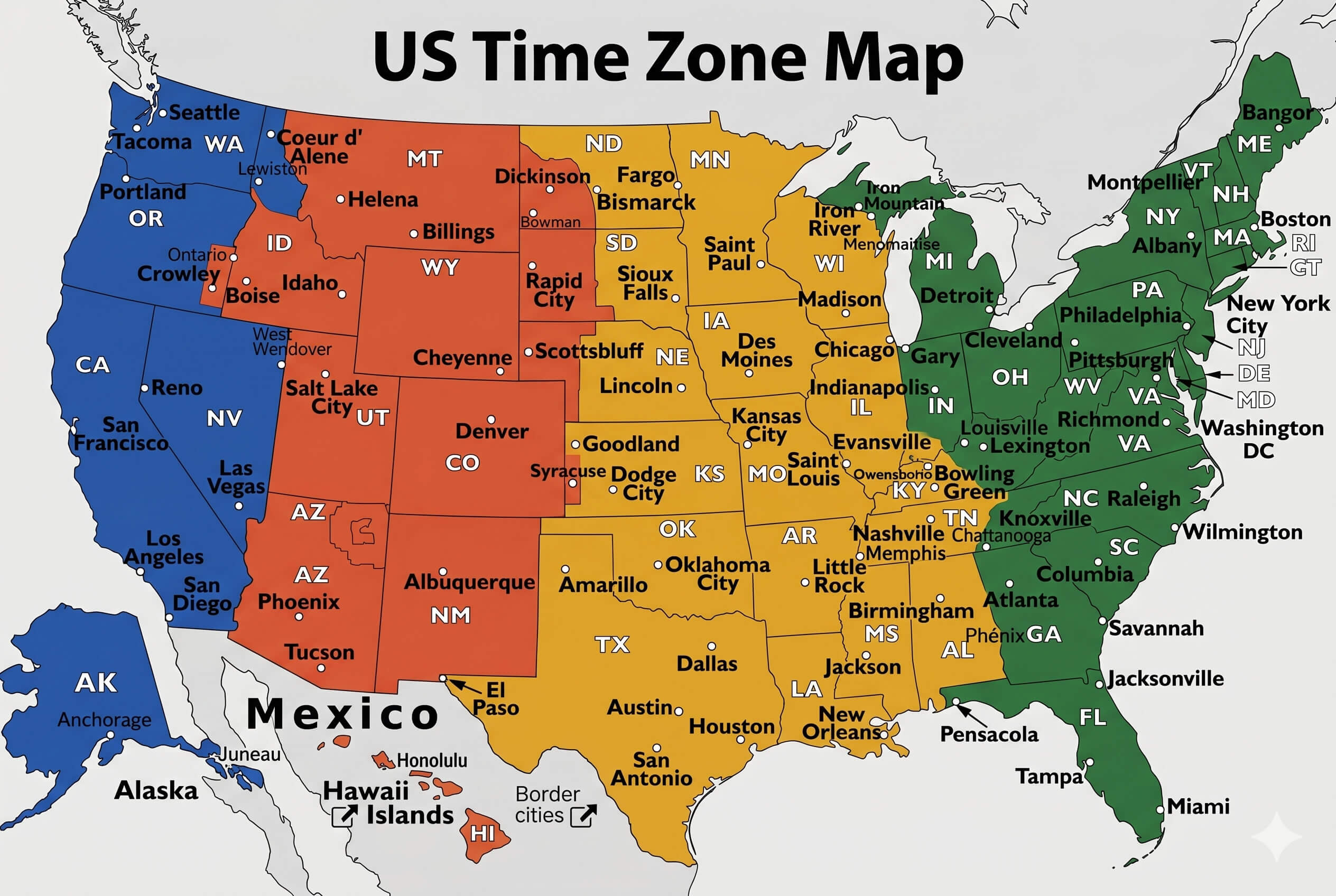 US time zone map