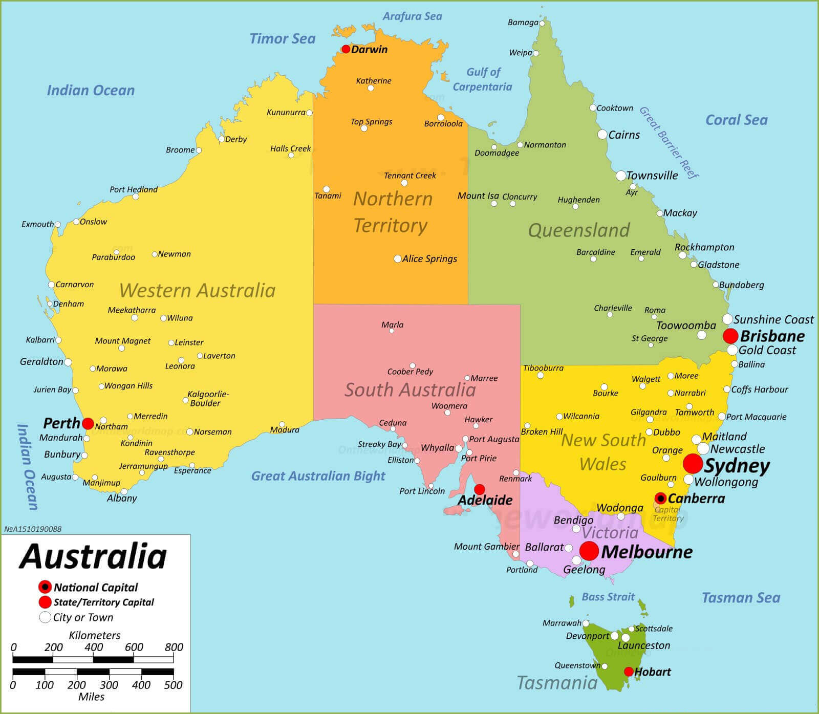 Australia high-resulution map with territories