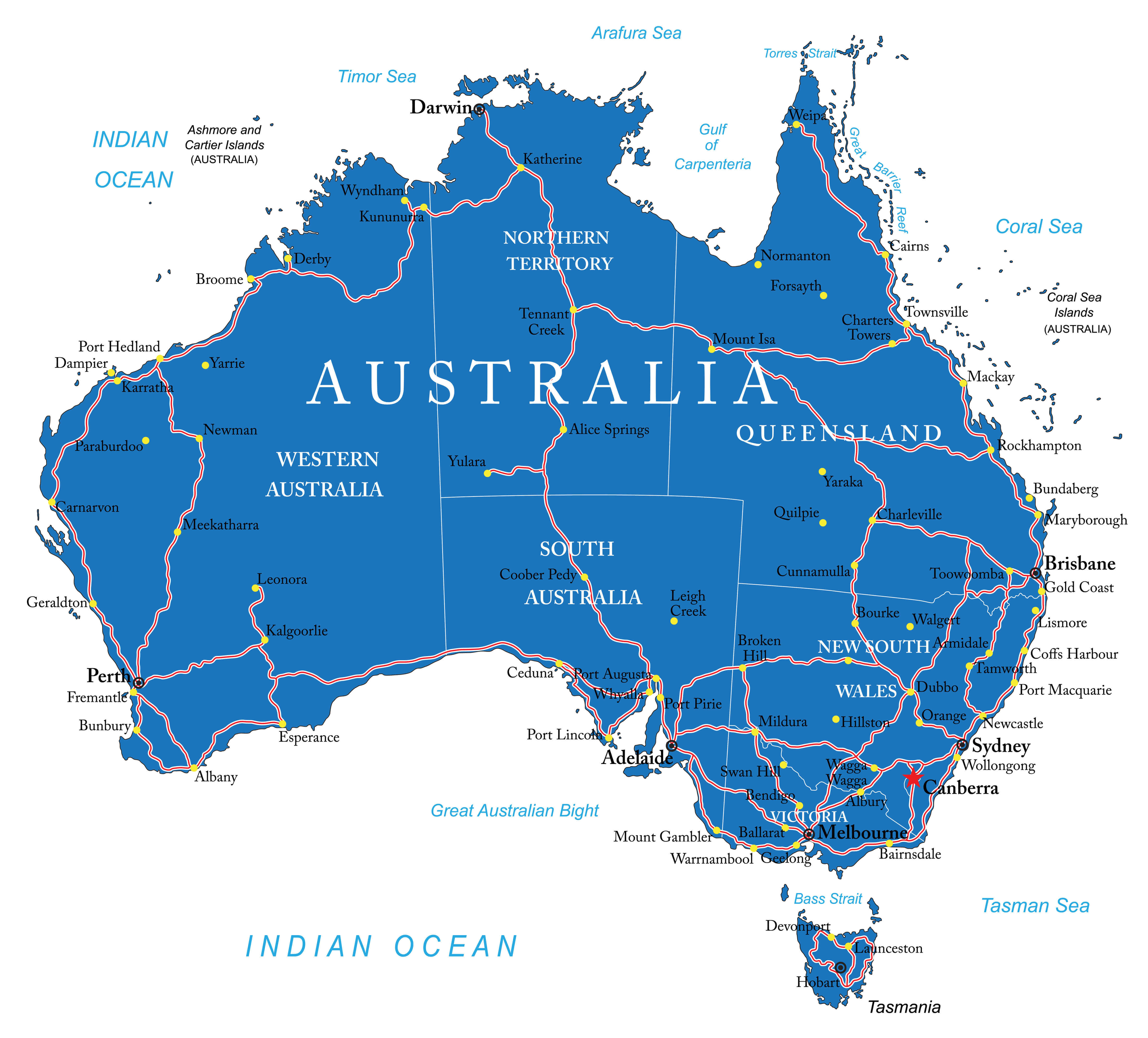 Australia high-resulution road map
