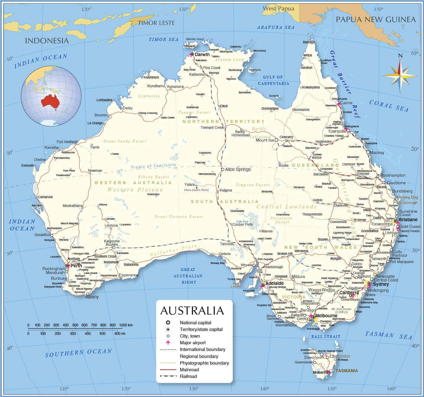 High resulution Australia major cities map