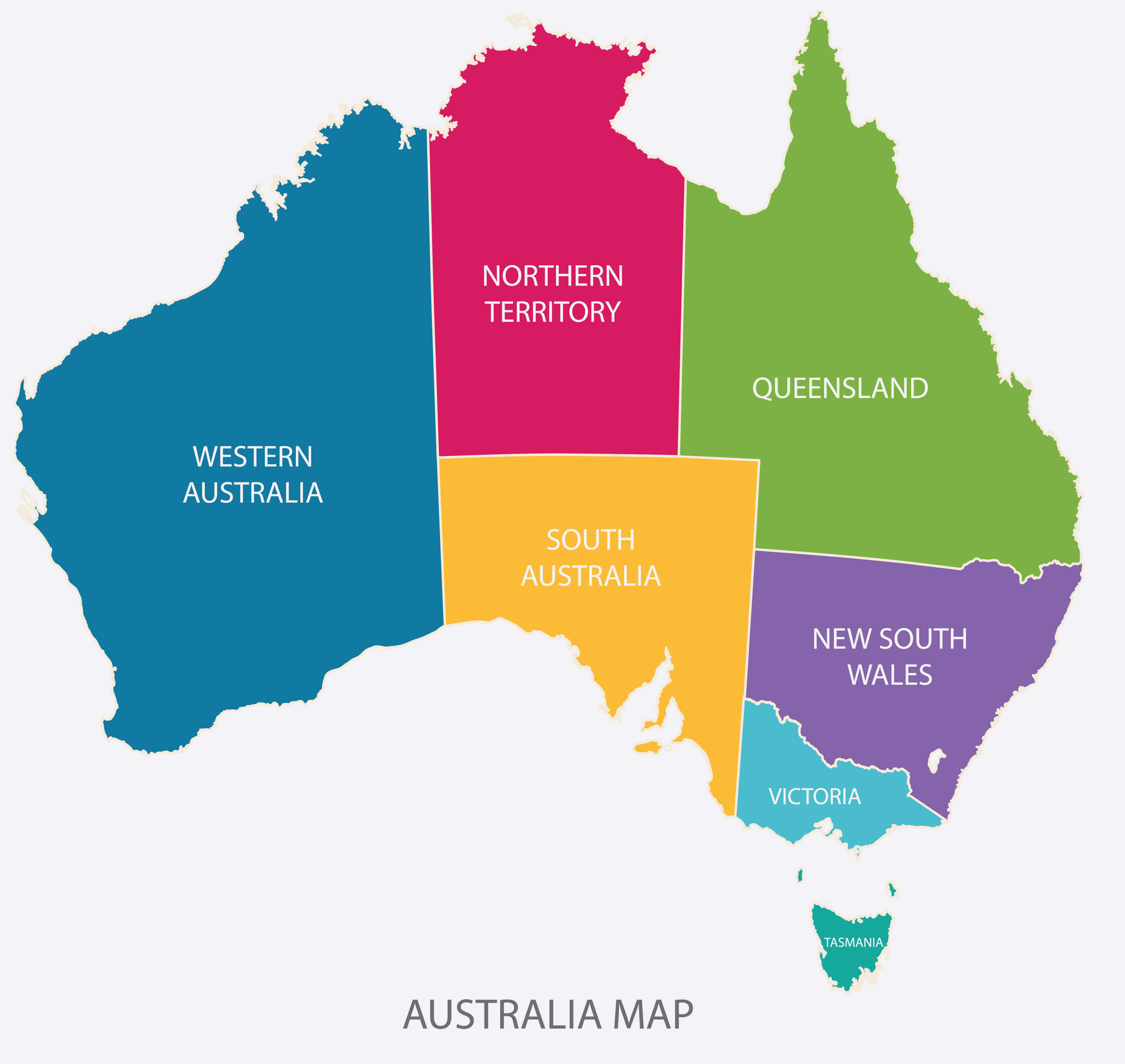 High resulution Australia map with regions