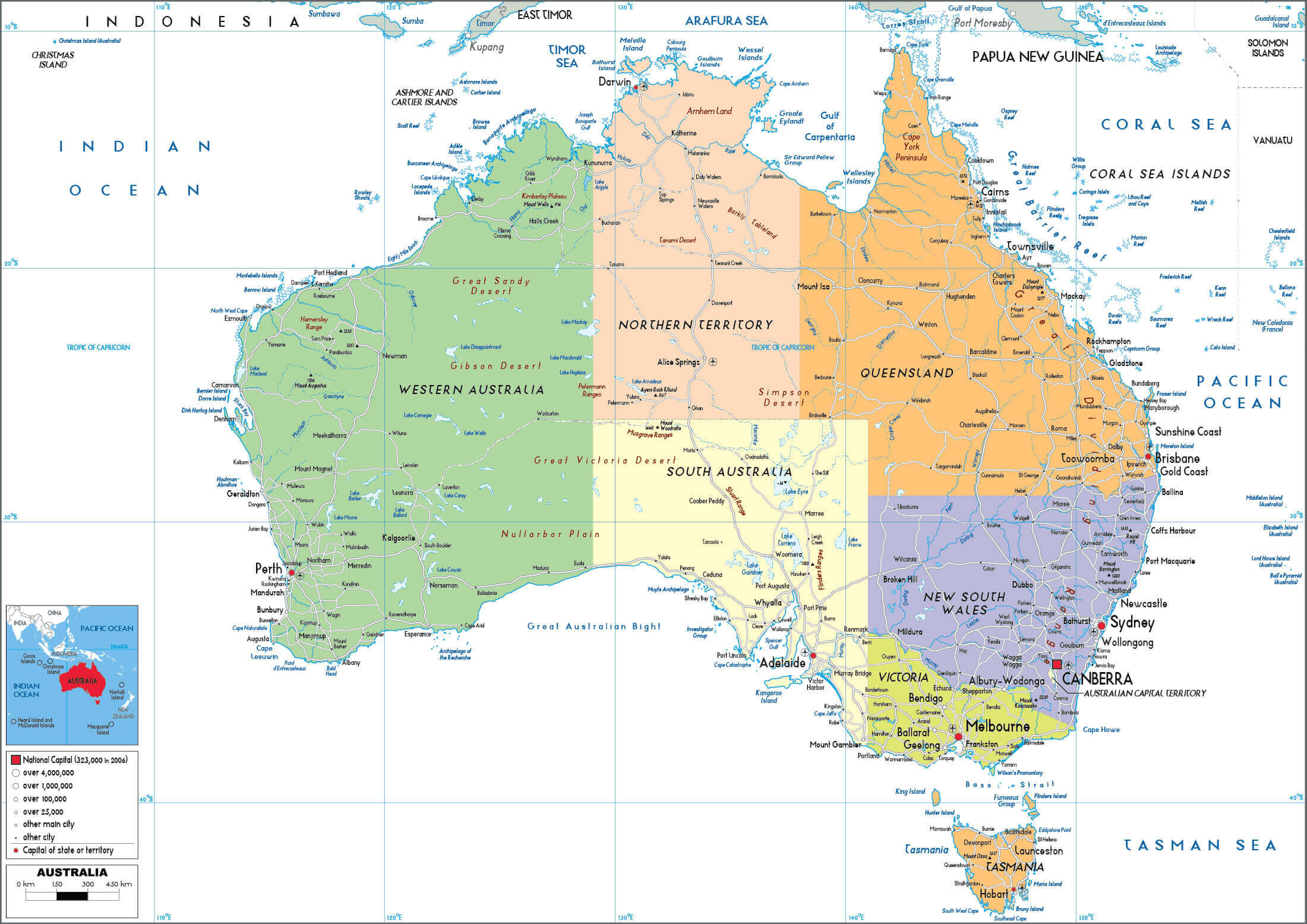 High-resulution Australia political map