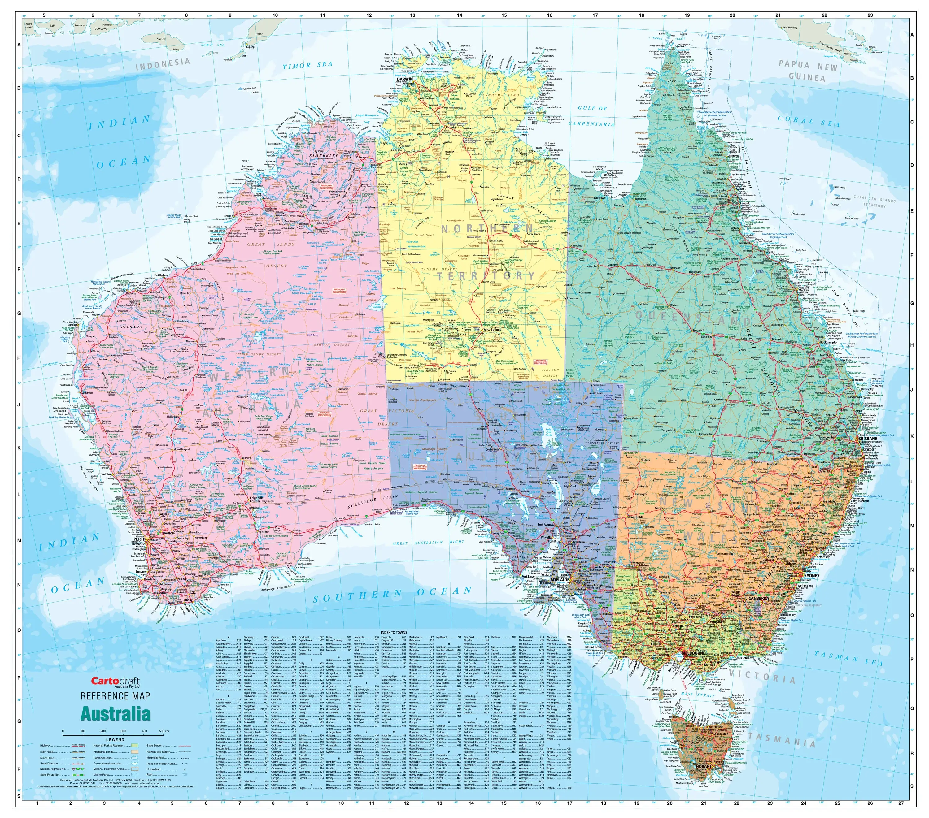 High resulution Australia reference political map