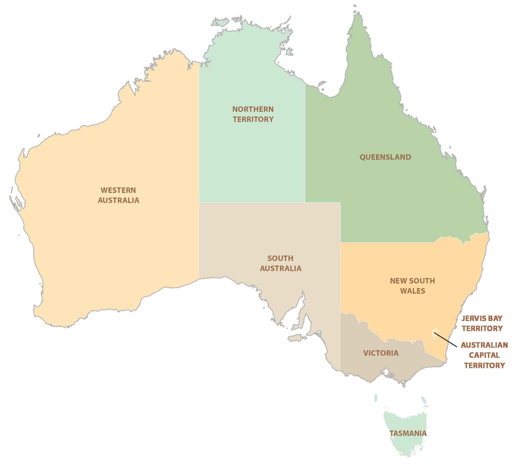 High resulution Australia territory map