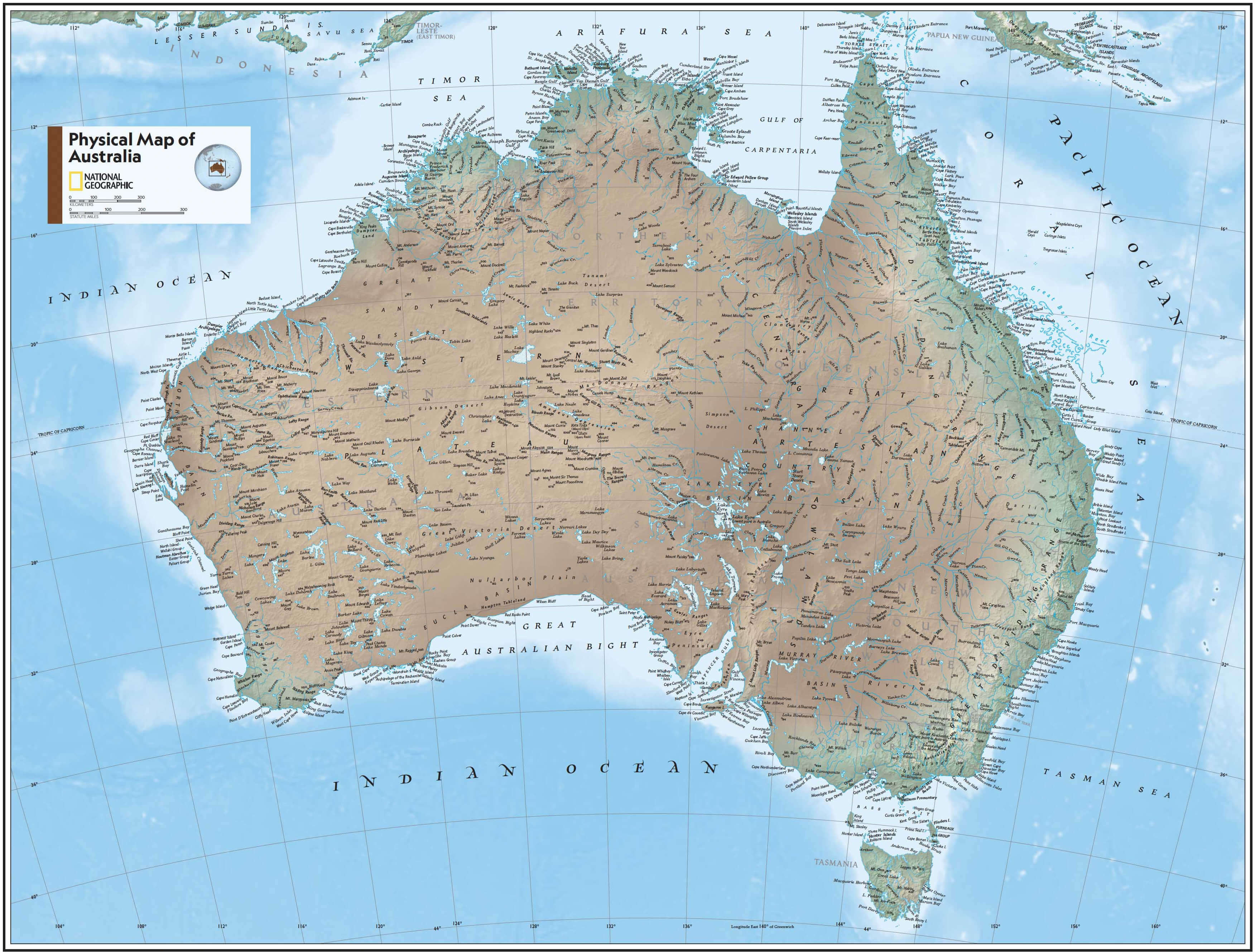 High-resulution physical map of Australia