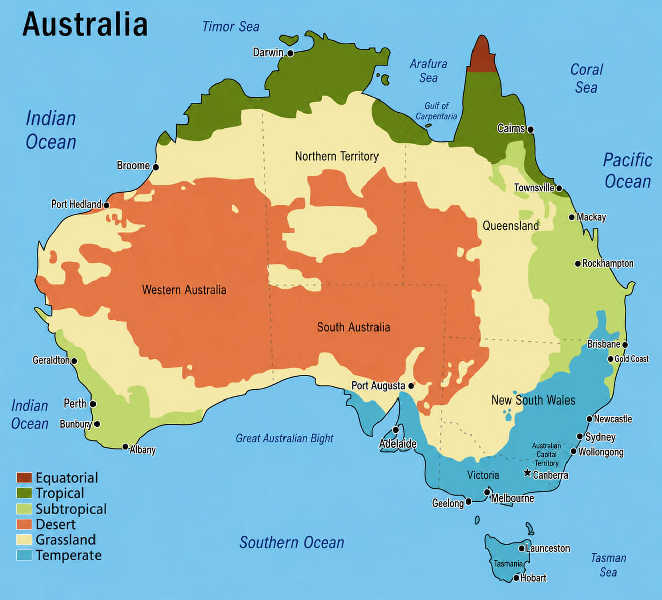 Australia climate regions map