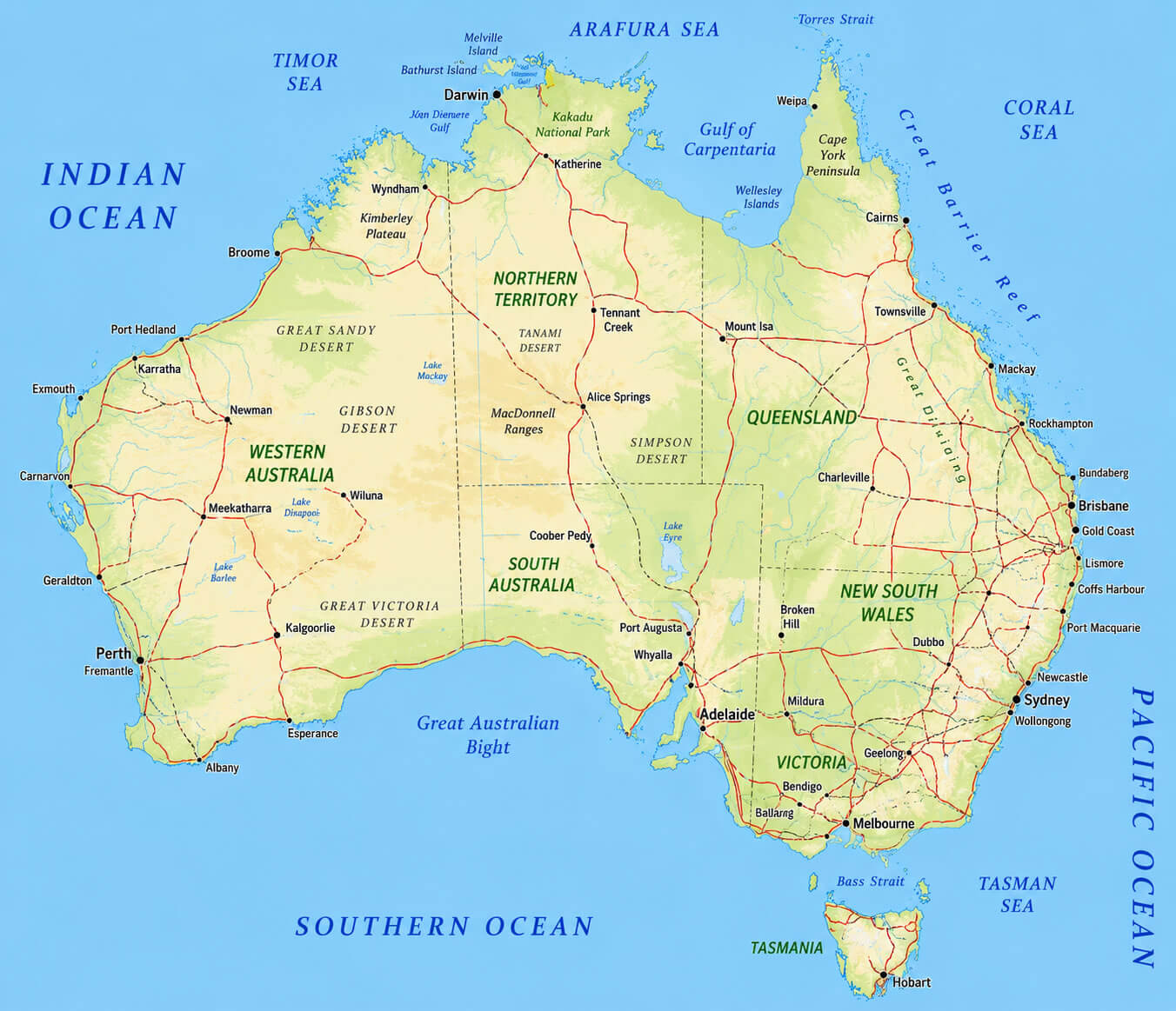 Australia political boundaries map