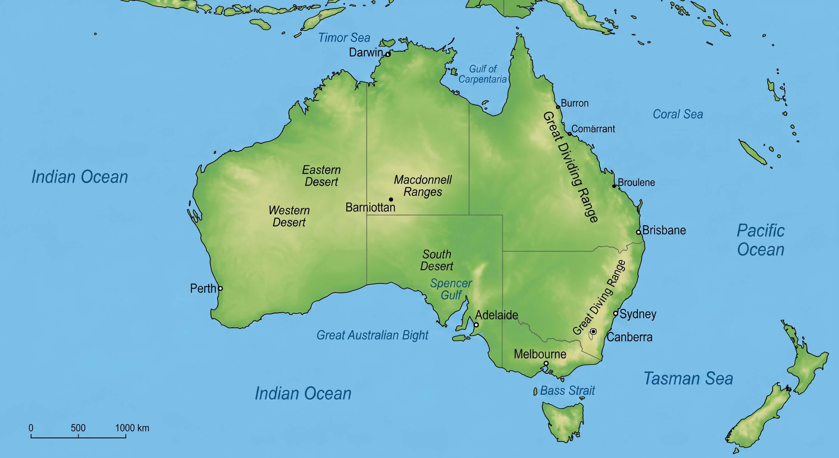 Australia topography map