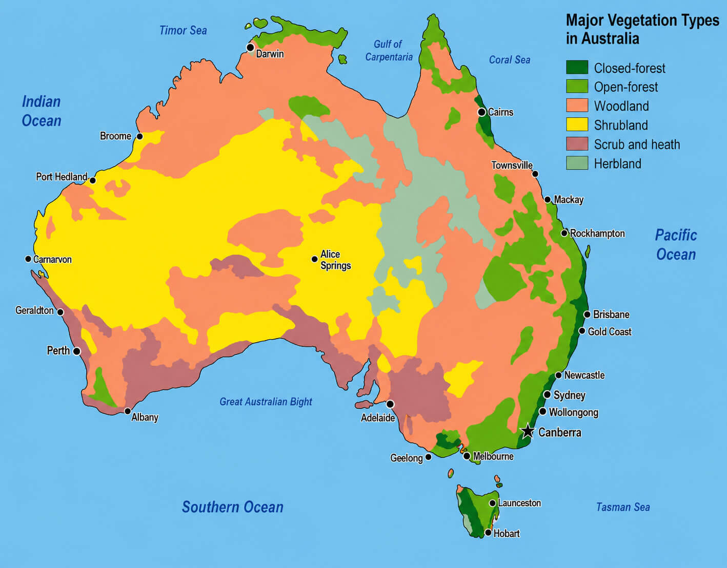 Australia vegetation and biomes map
