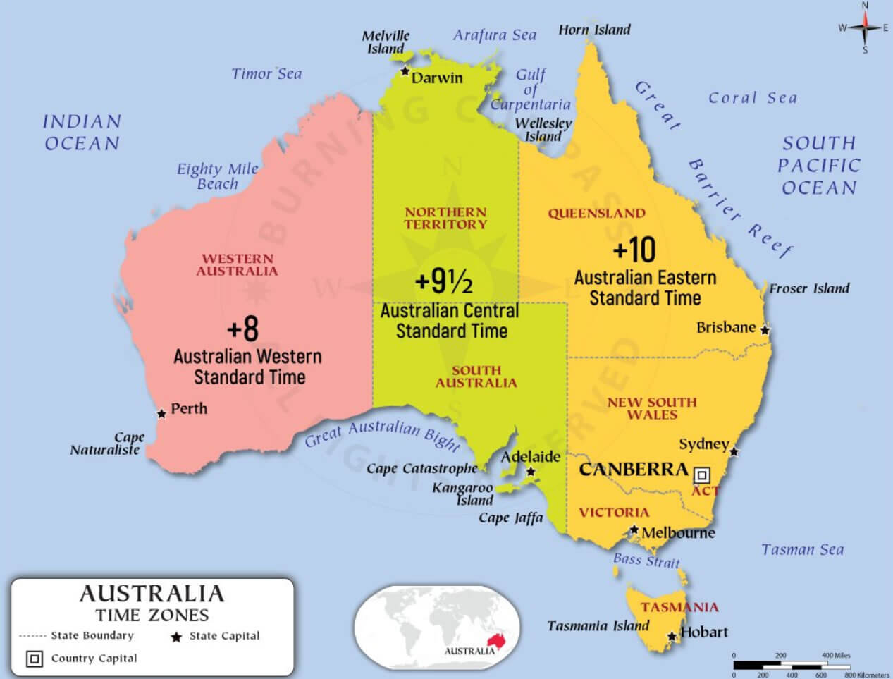 Australia time zones map