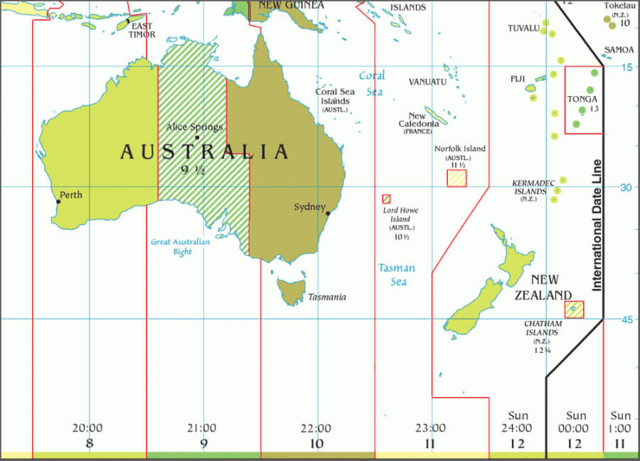 Time zones Australia map