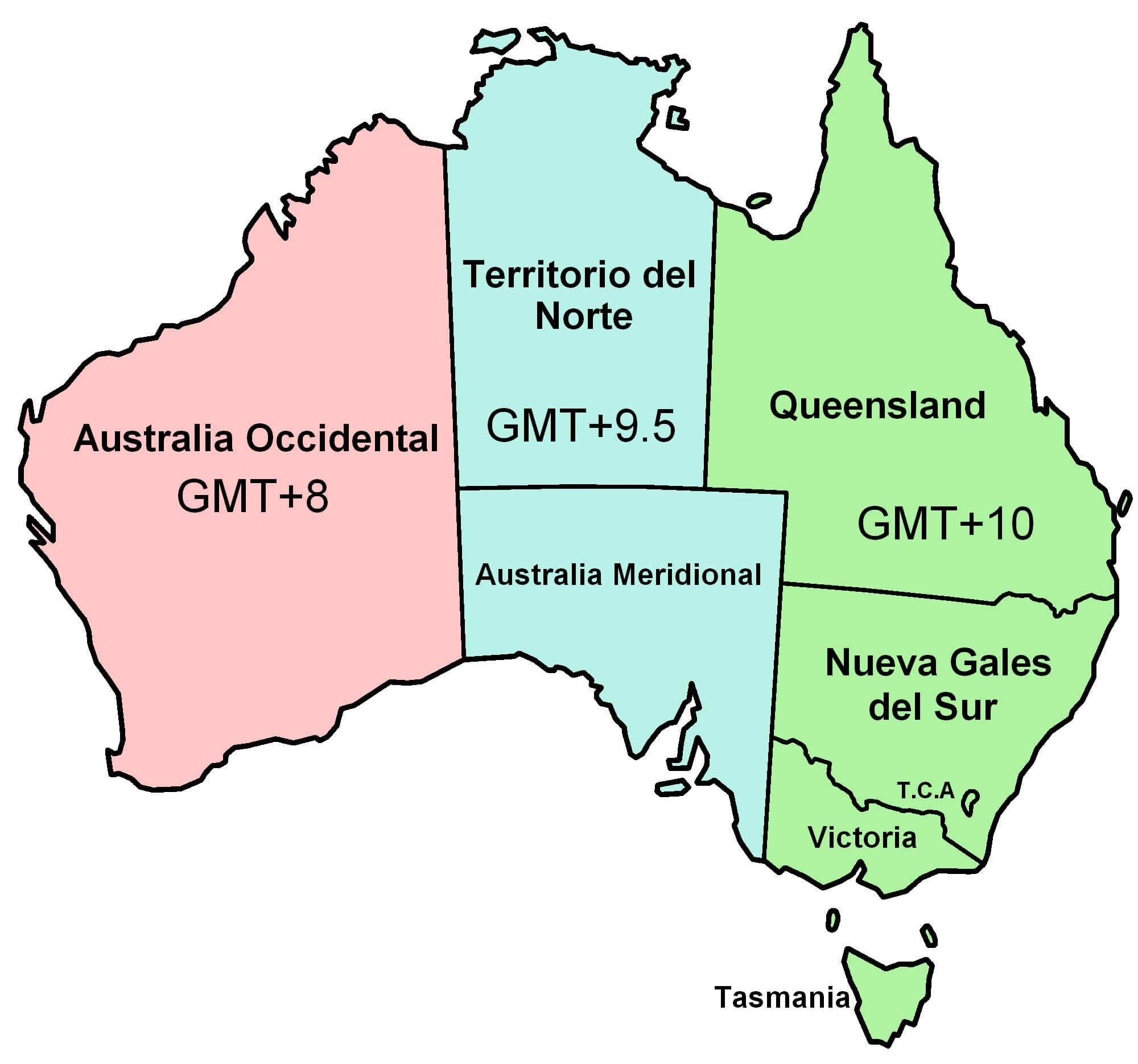 Time zones map of Australia