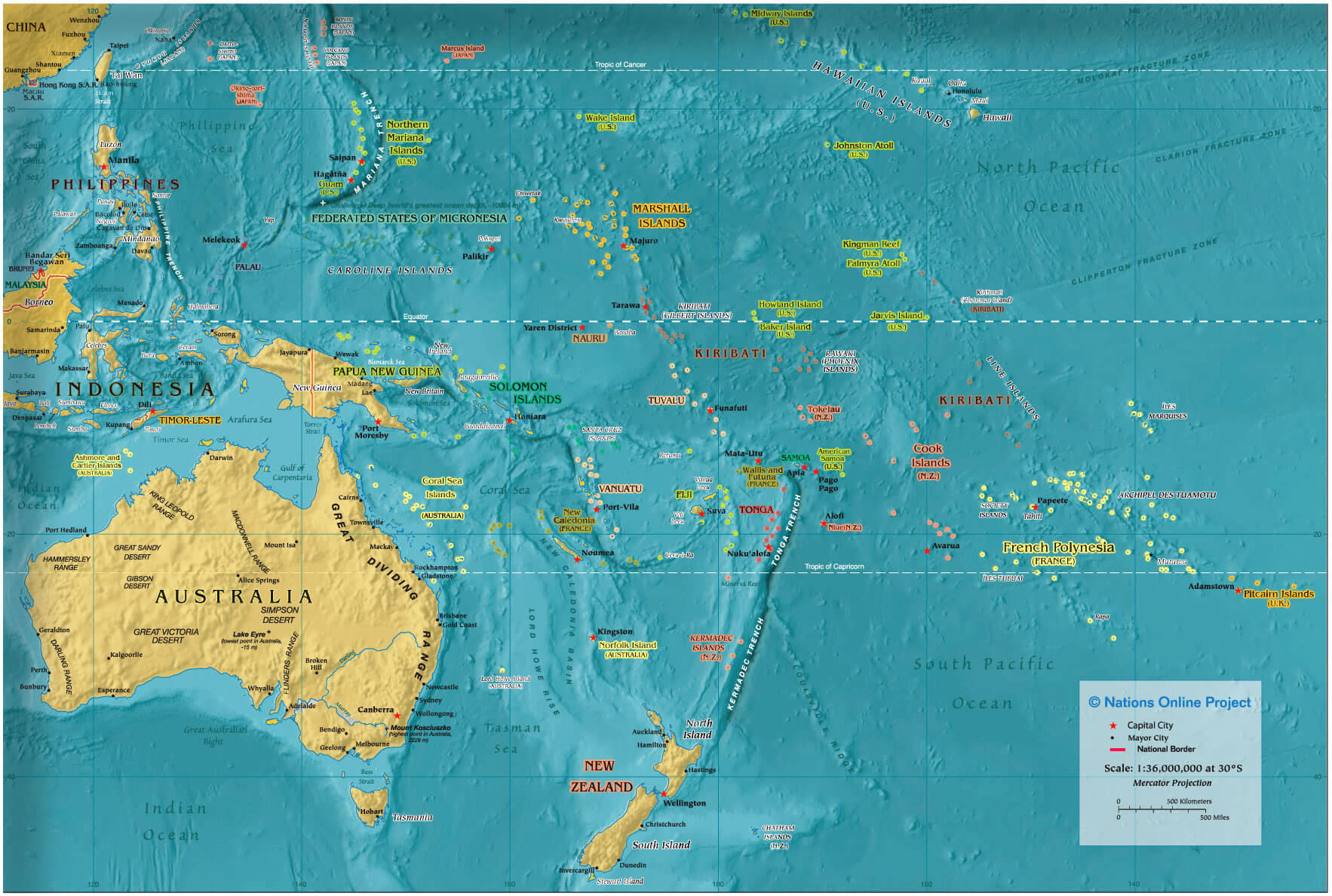 Oceania cities map