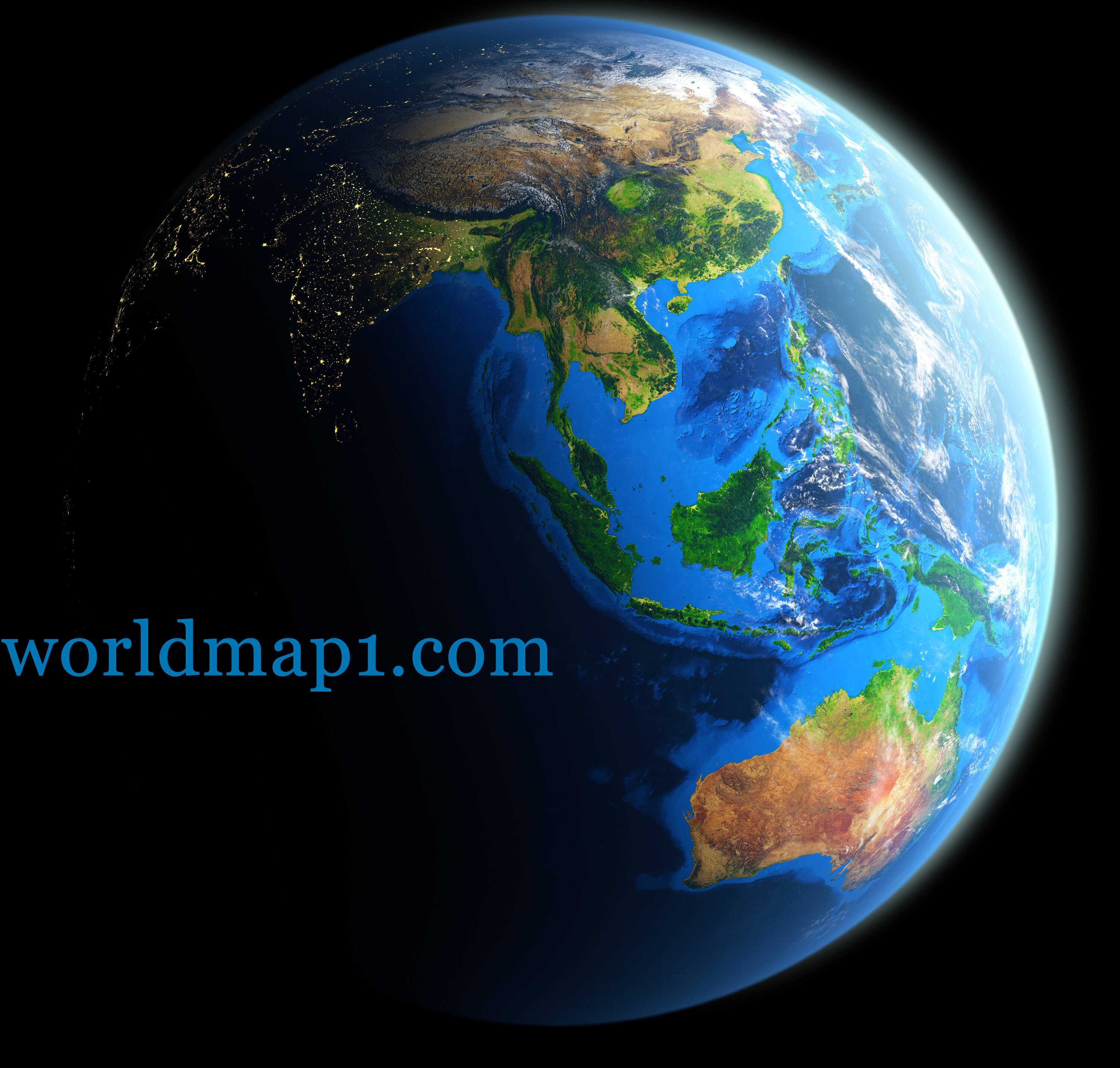 Detailed Oceania map with Earth