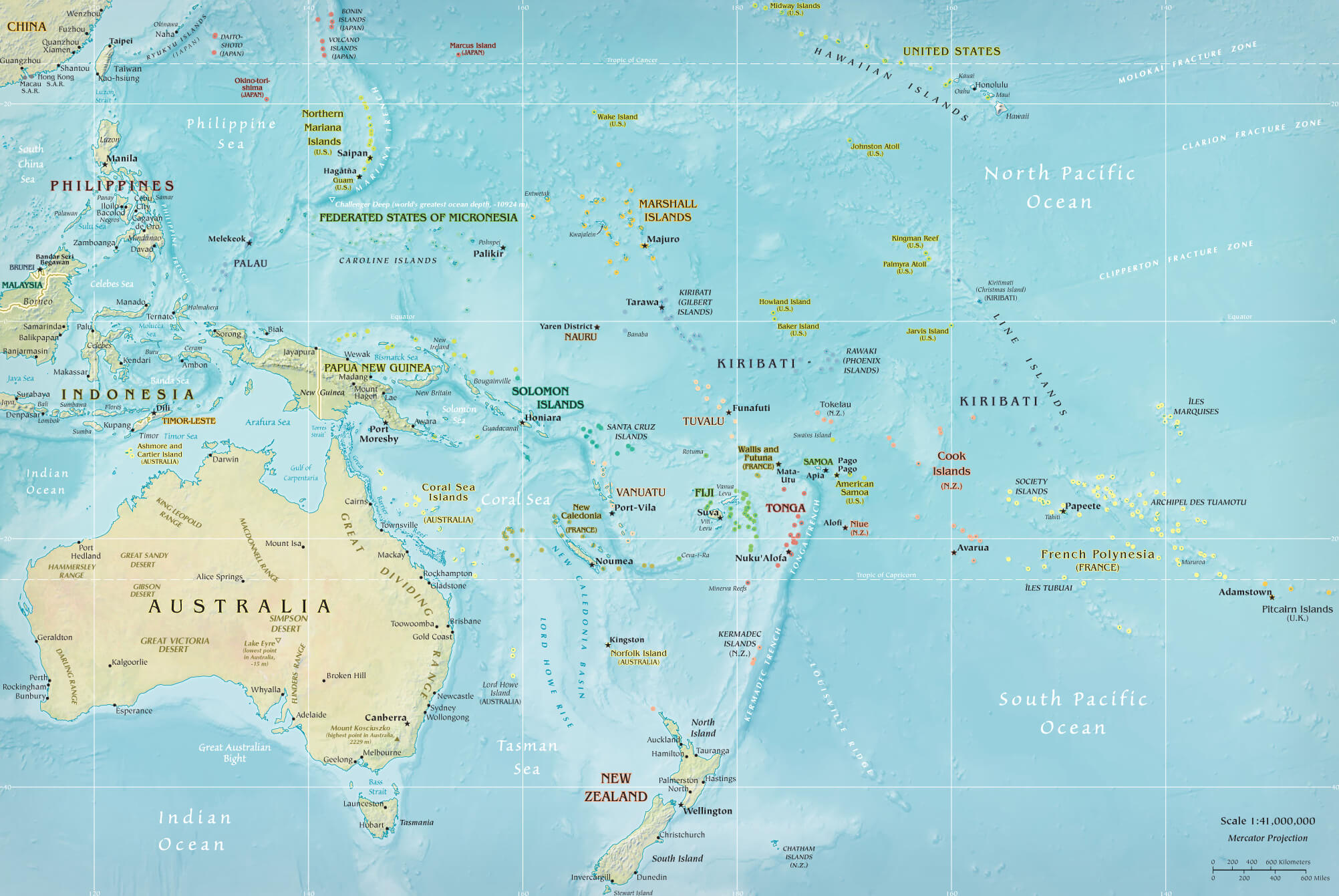 Oceania high-resolution map