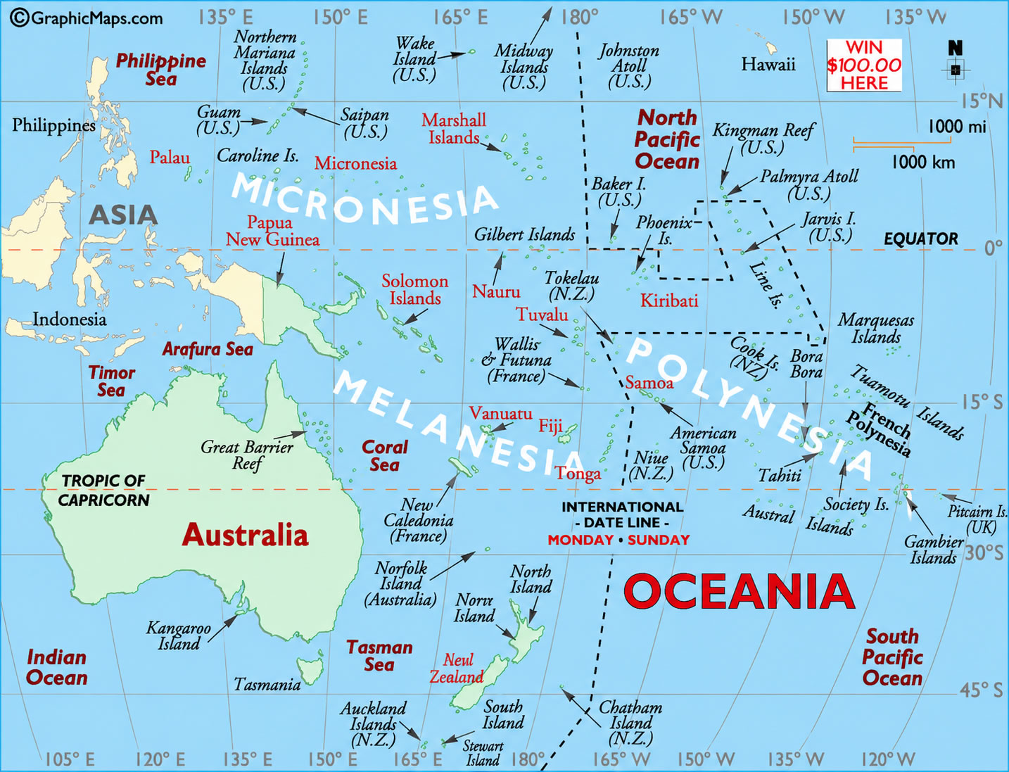 Oceania map
