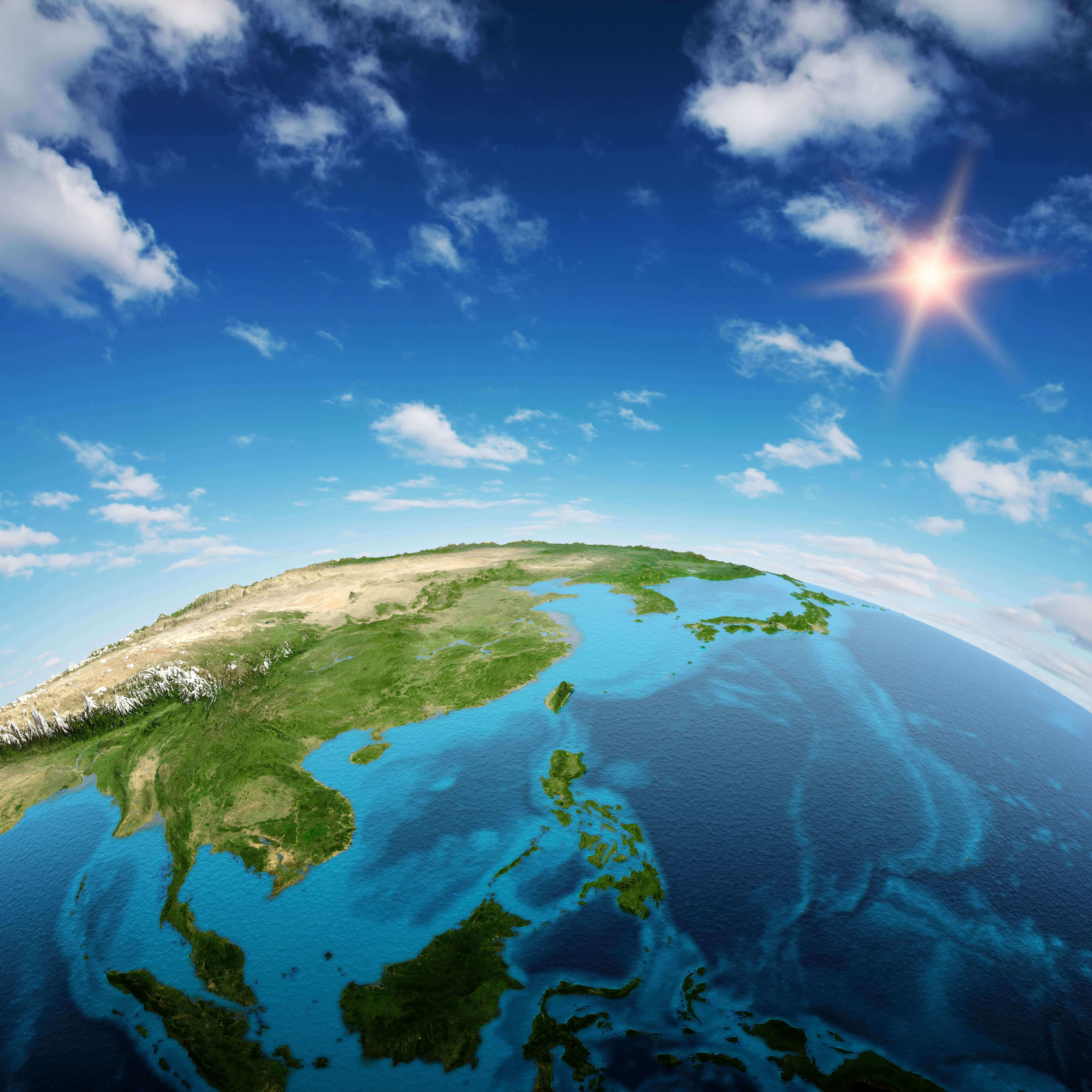 South east asia map and Oceania satellite image