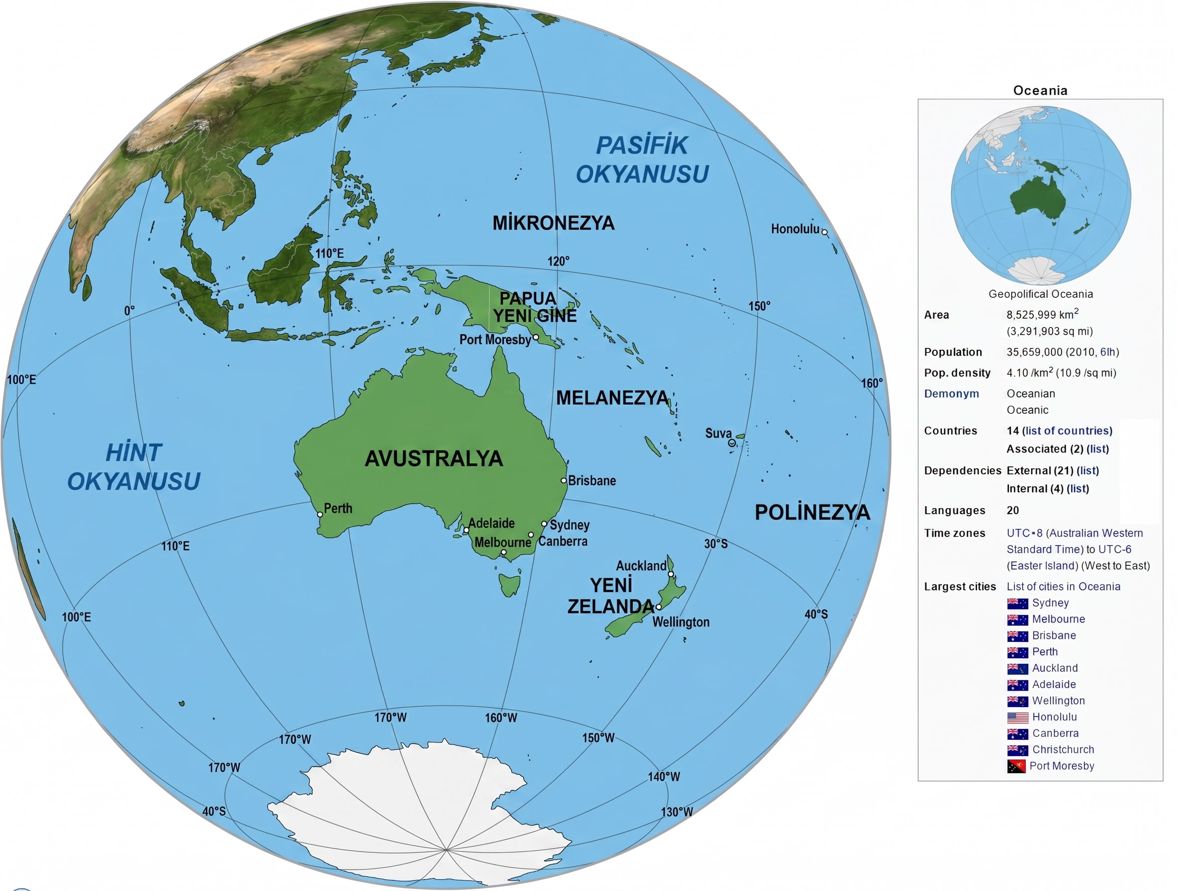 Where is Oceania in the world