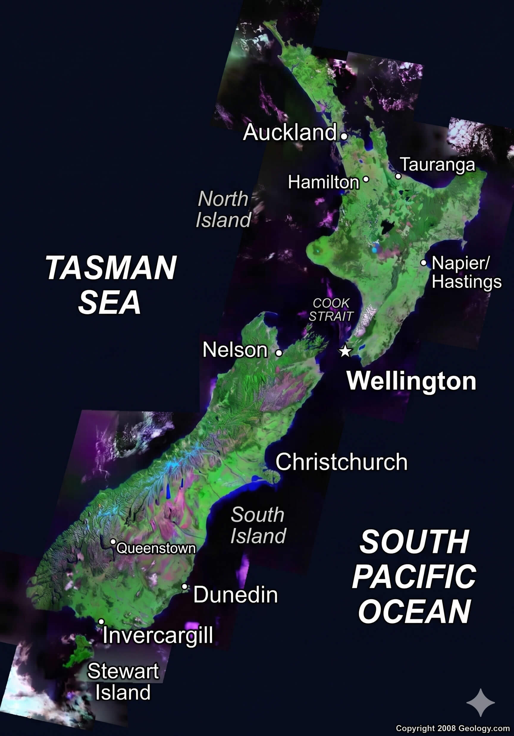 New Zealand climate and terrain map