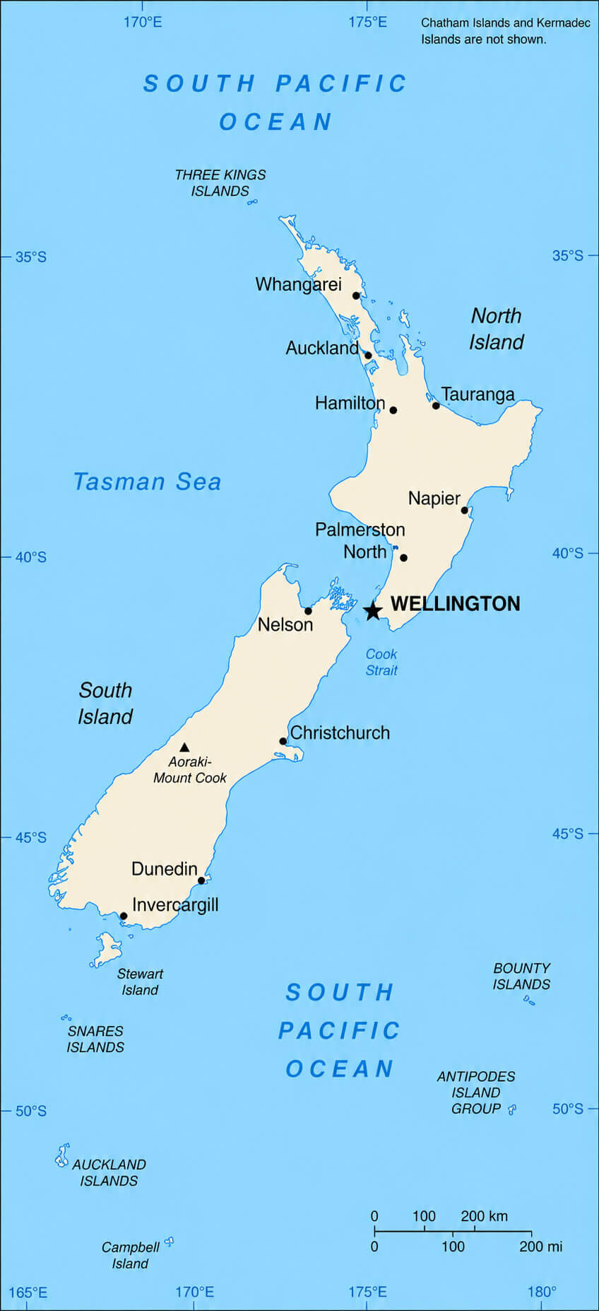 New Zealand country outline map
