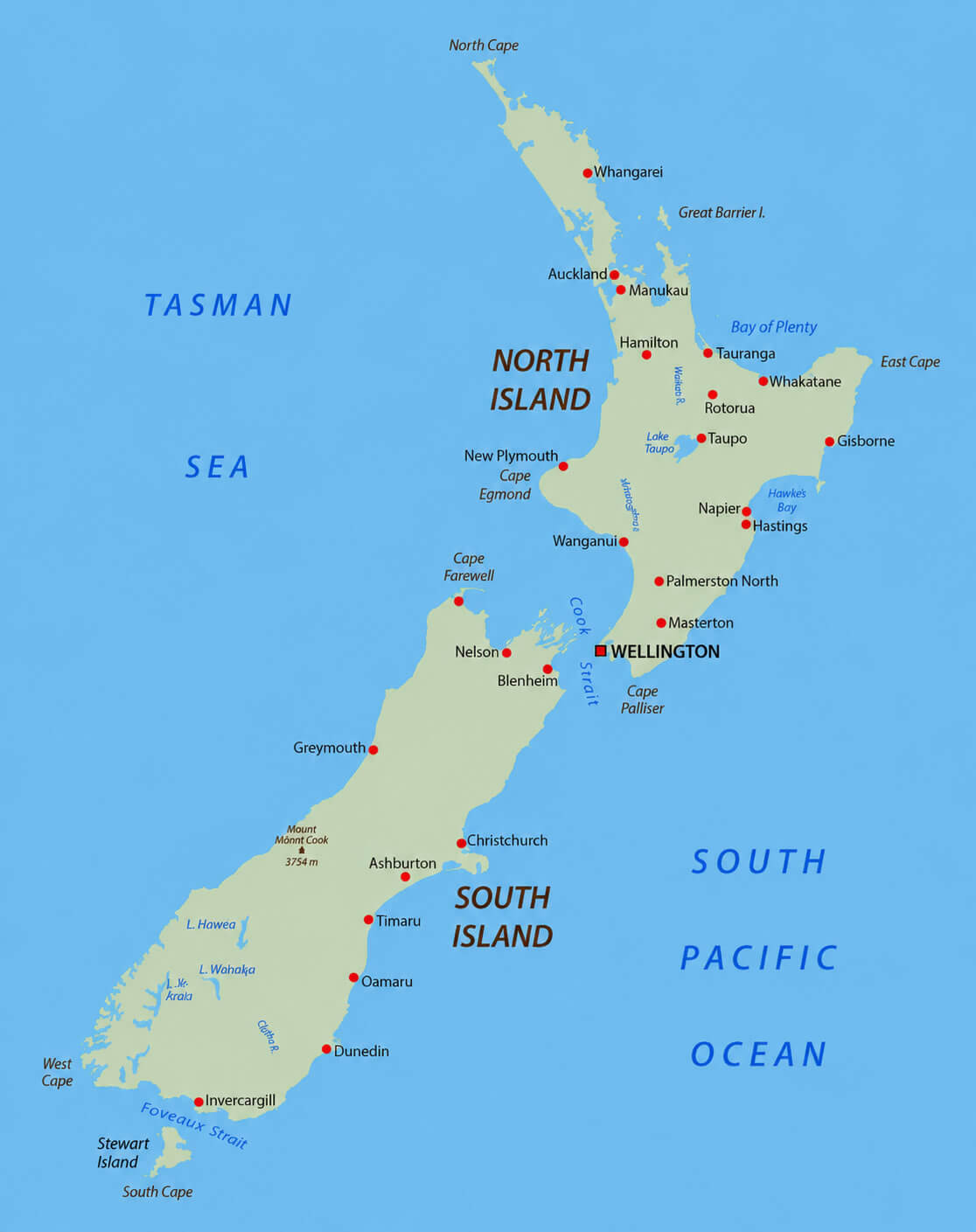 New Zealand country reference map