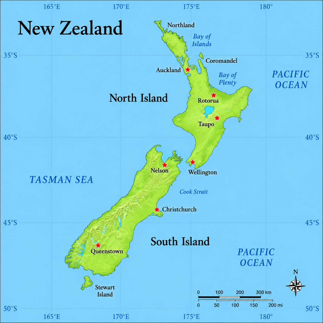 New Zealand detailed geographic map