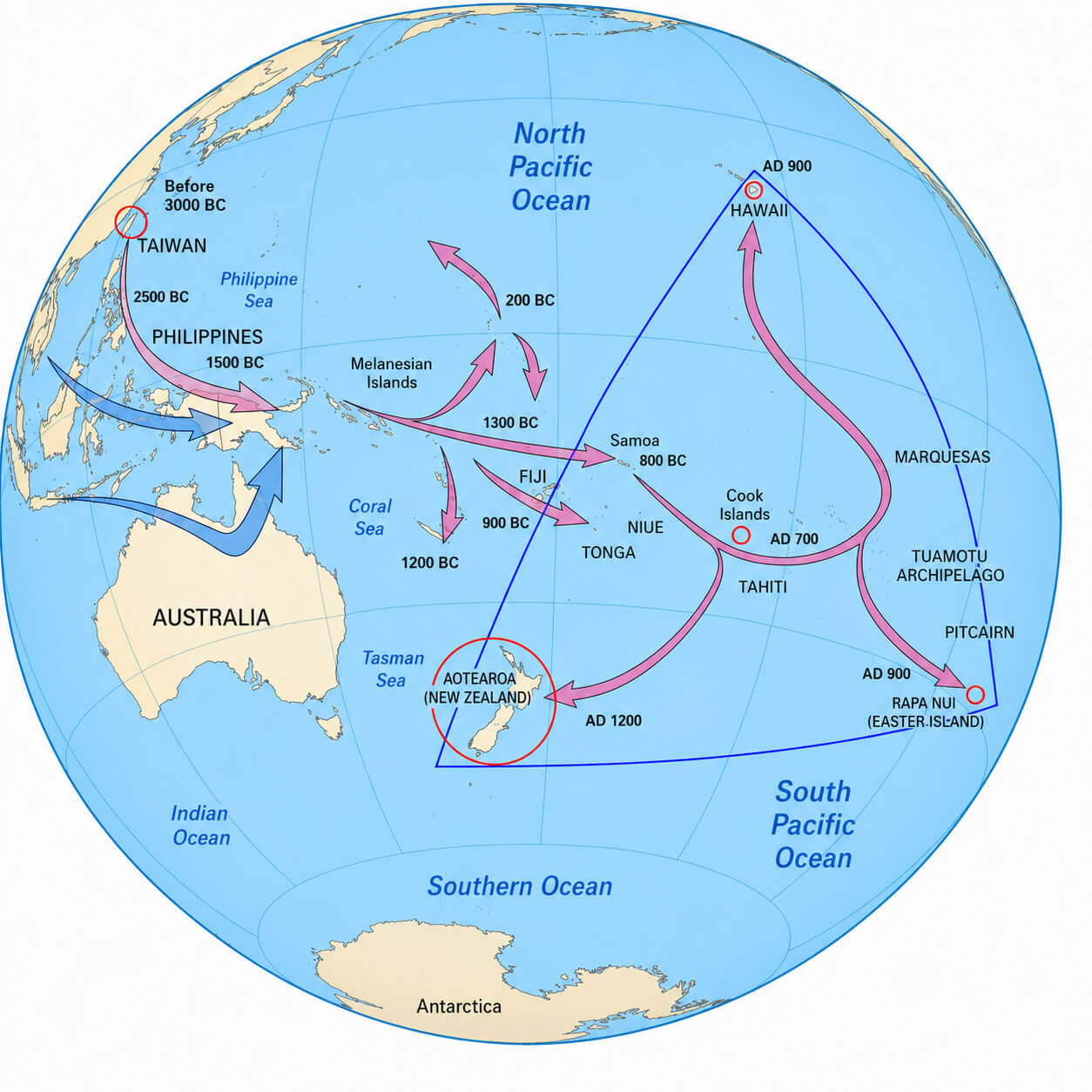 New Zealand Polynesian migration map