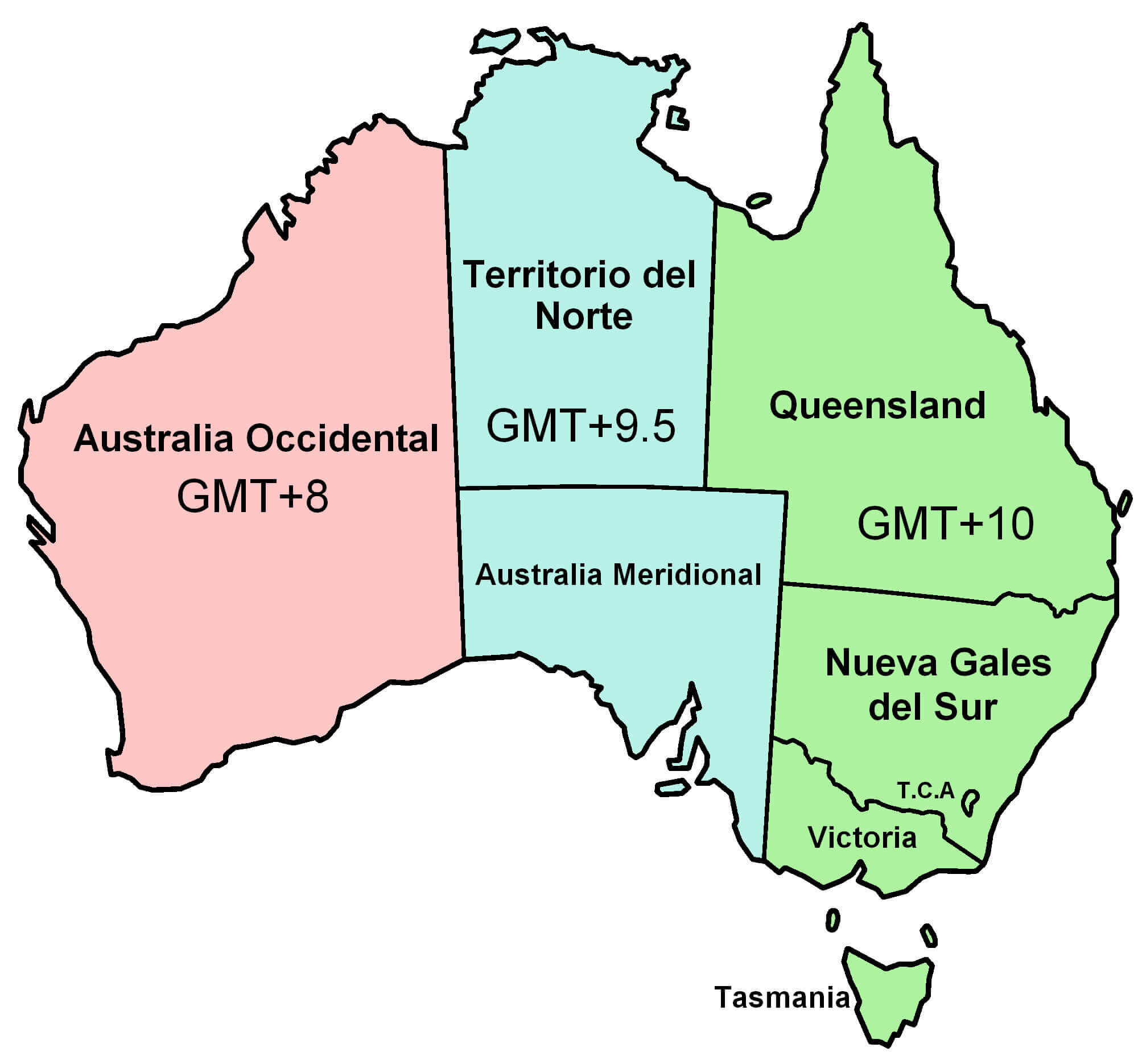 Time zones map of Australia