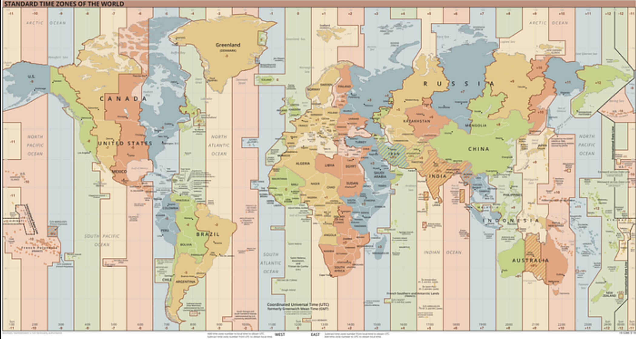 World Oceania time zone map