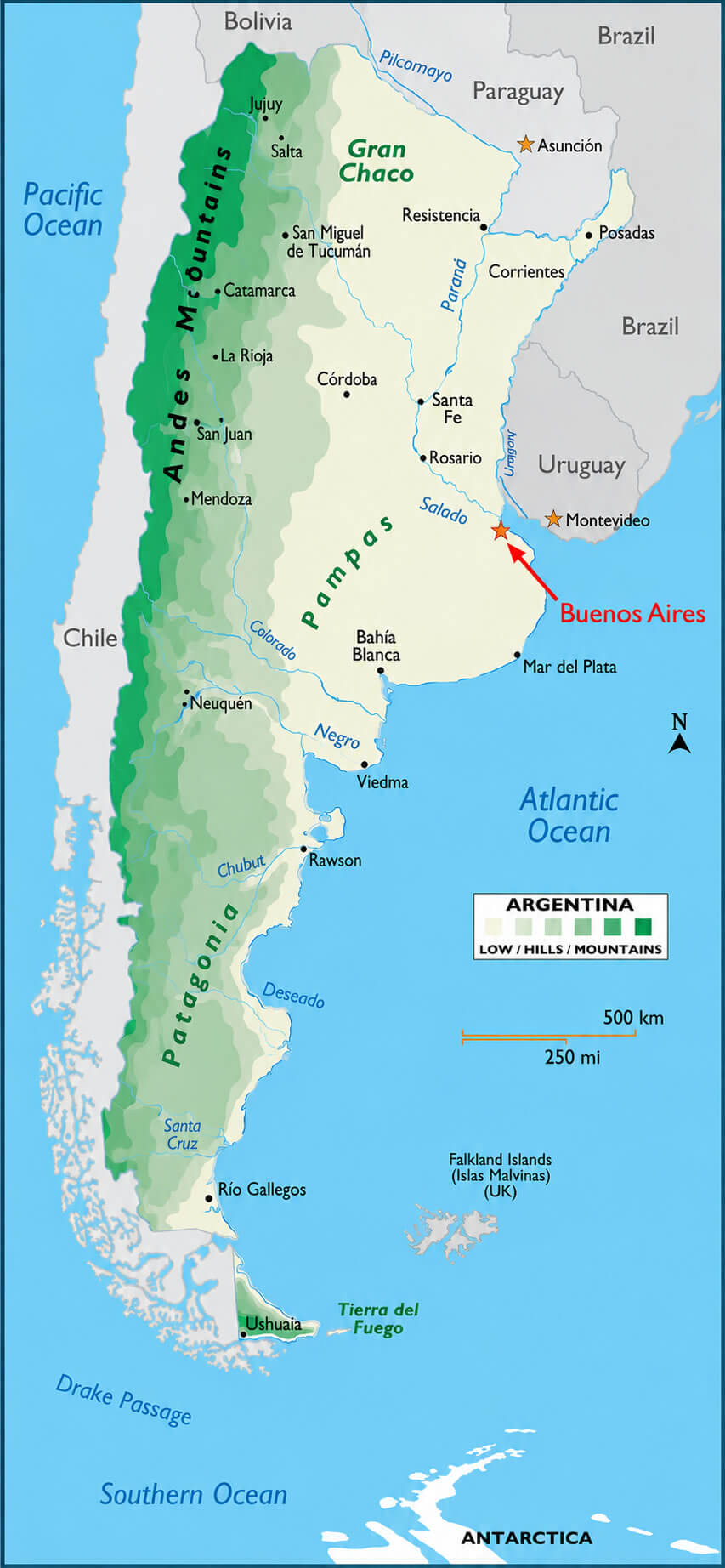Argentina location map with Buenos Aires